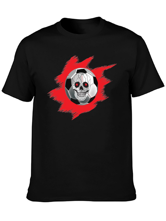 Skull Soccer Ball Graphic Tee - Dark Humor Design
