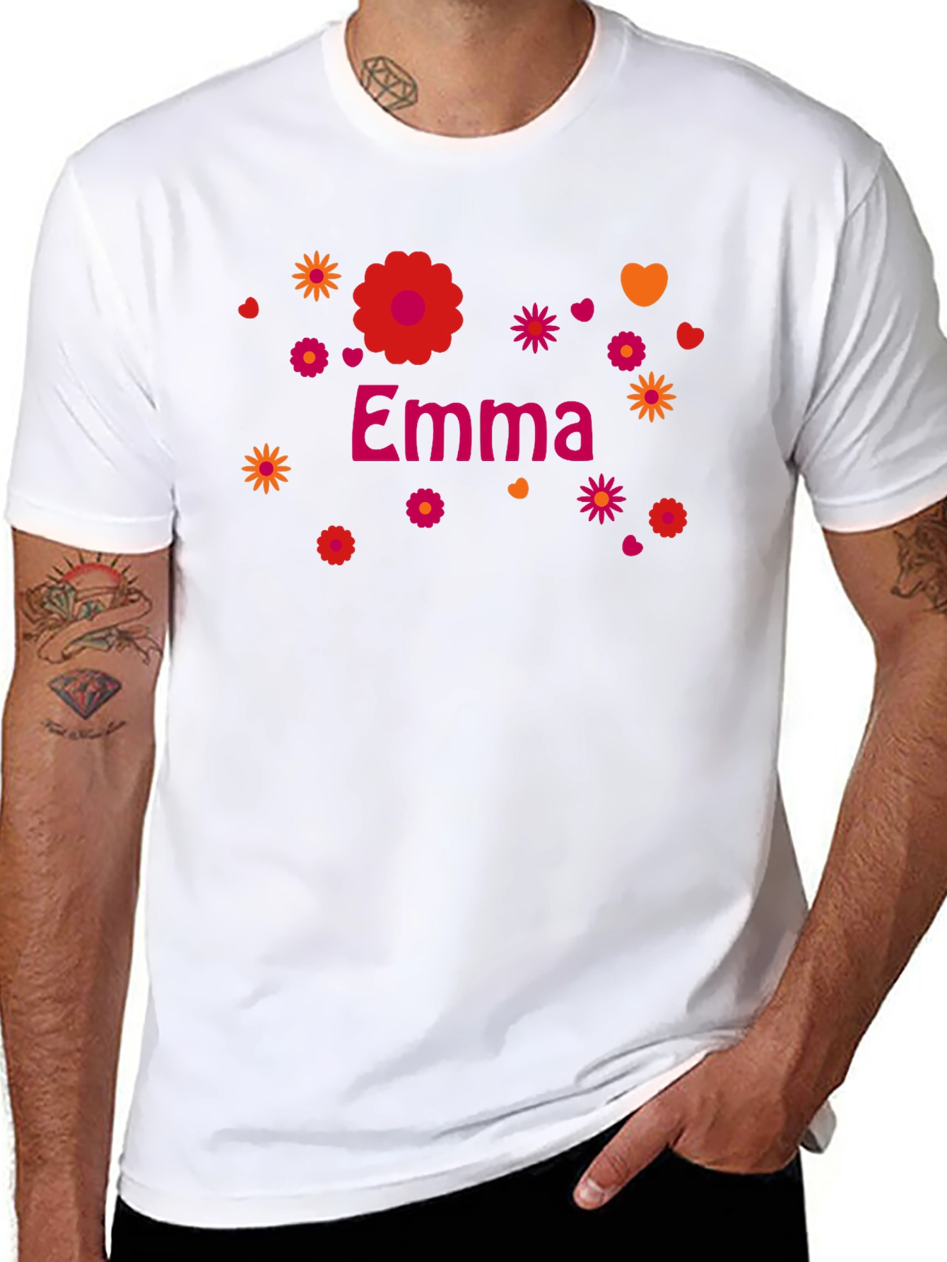 Emma Floral Graphic Tee - Custom Name Shirt
