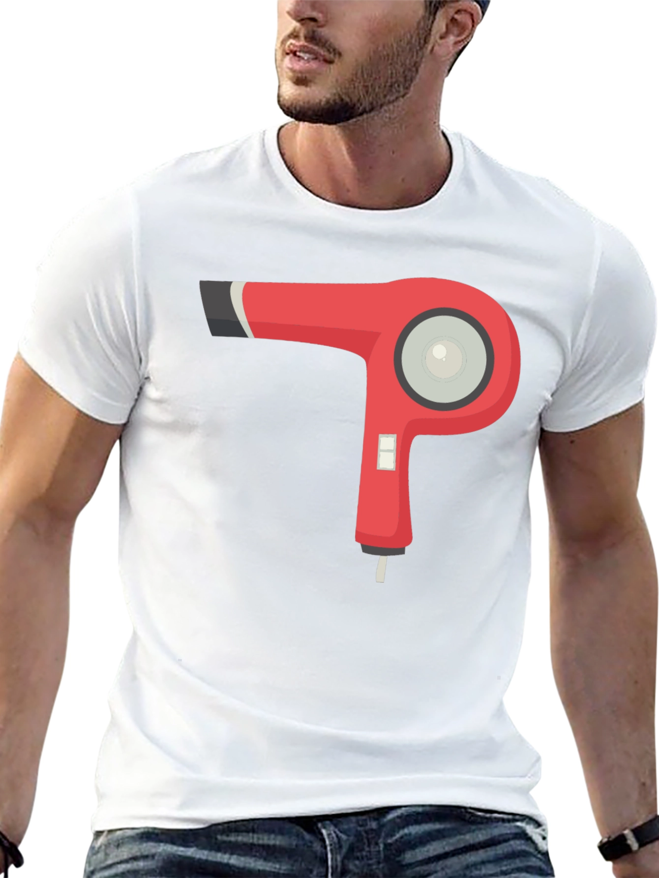 Hair Dryer Graphic Tee - Black Cotton T-Shirt