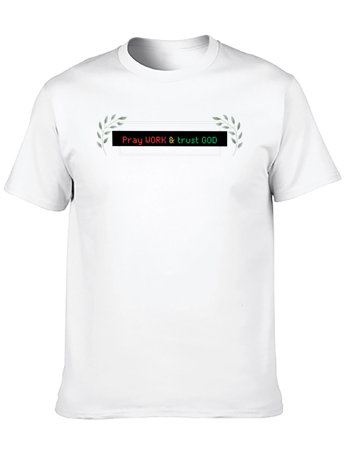 Pray Work Trust God T-Shirt Black Cotton Blend