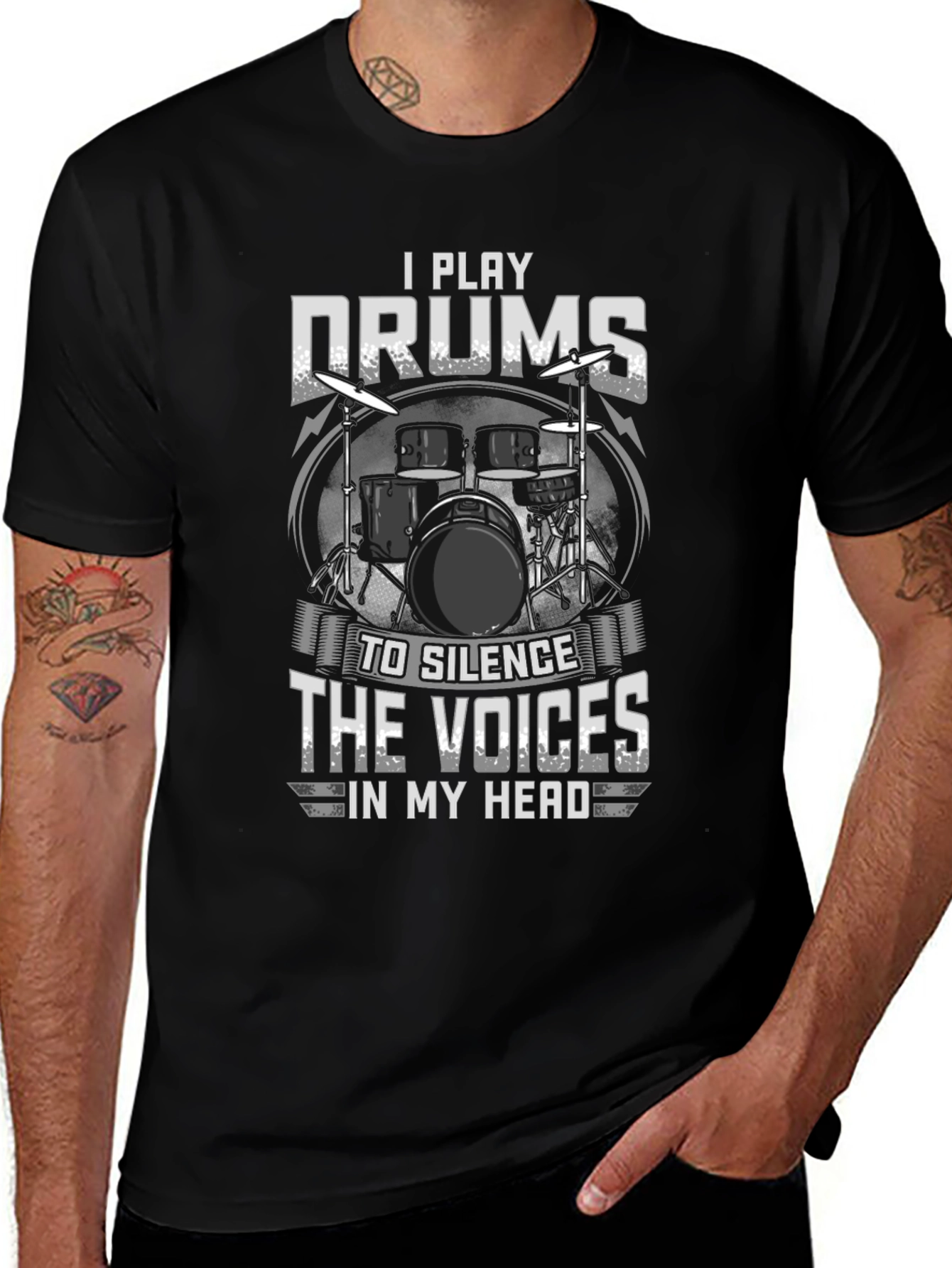 Drummer T-Shirt: Silence the Voices Graphic Tee