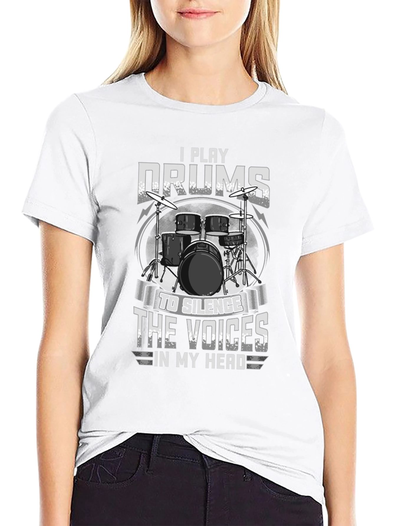 Drummer T-Shirt: Silence the Voices Graphic Tee