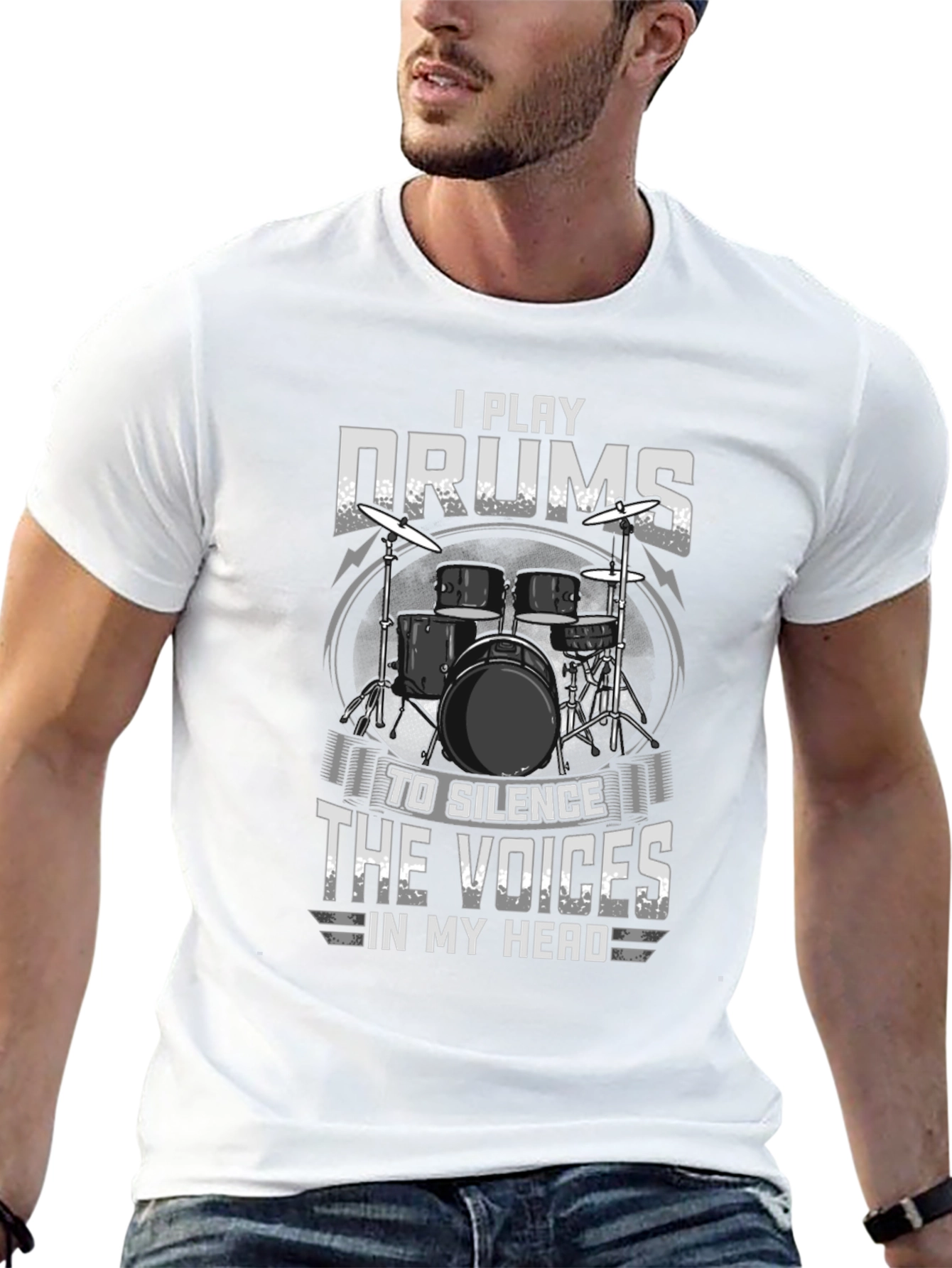 Drummer T-Shirt: Silence the Voices Graphic Tee