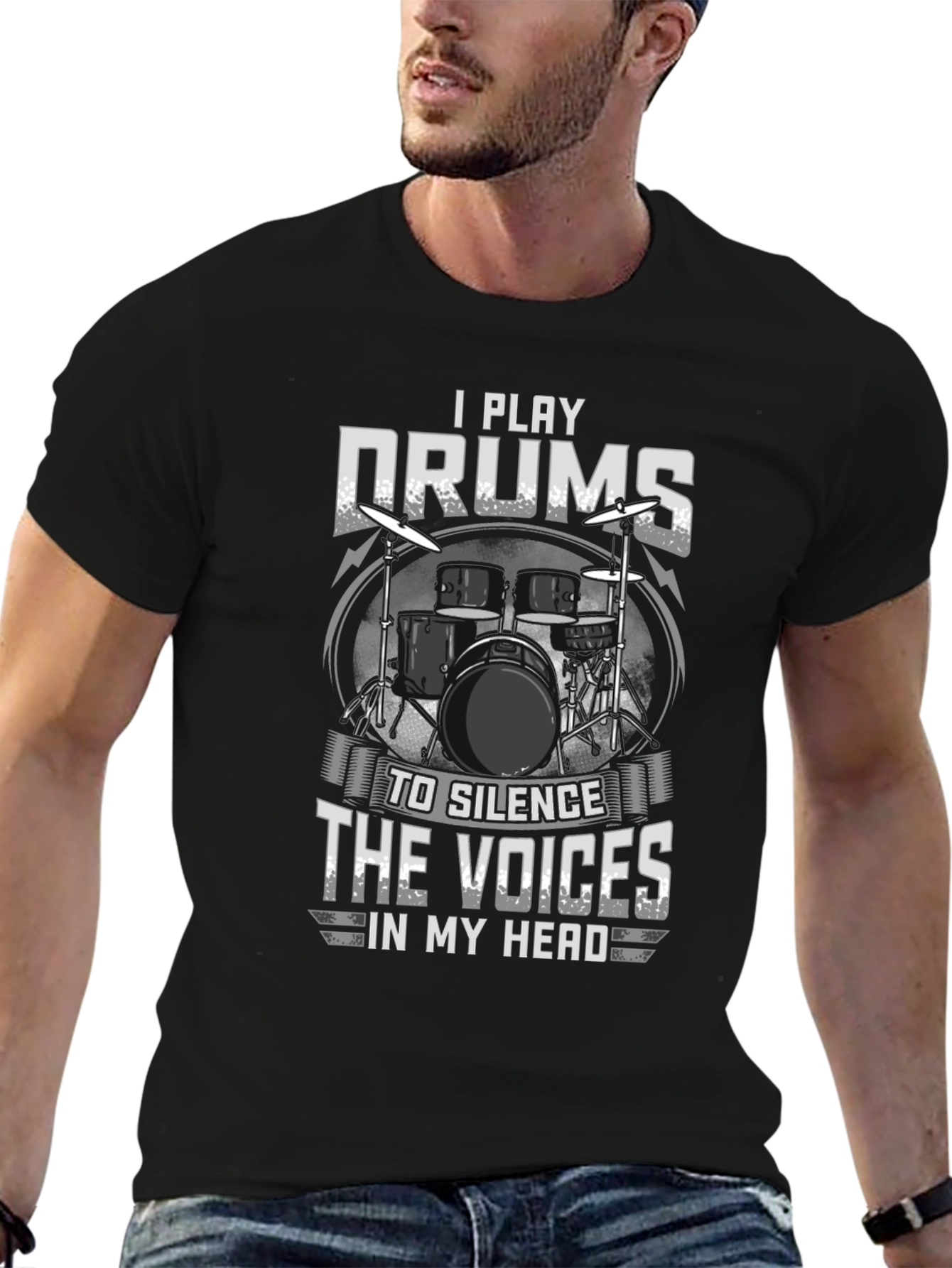 Drummer T-Shirt: Silence the Voices Graphic Tee