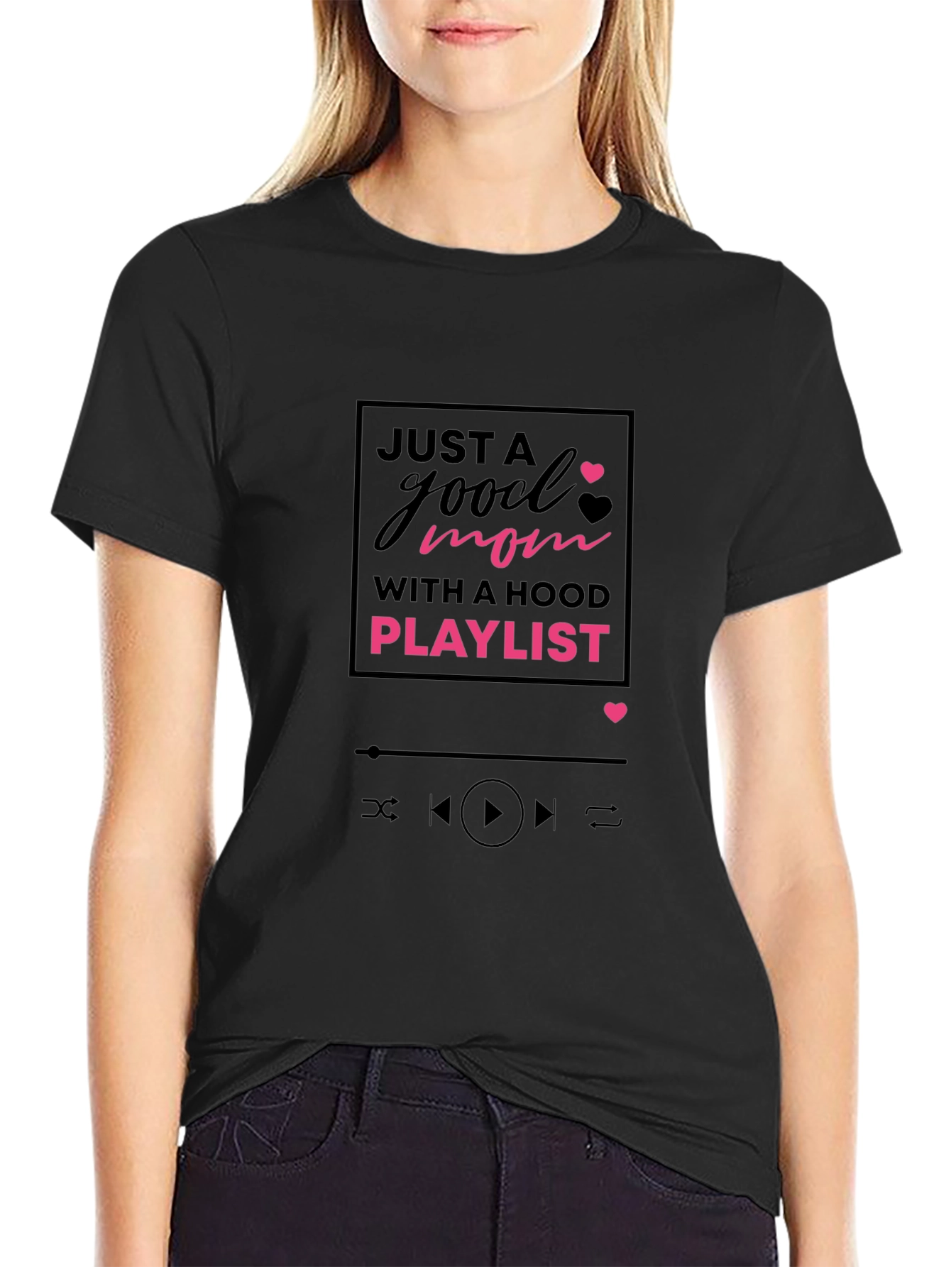 Good Mom Hood Playlist Black Tee