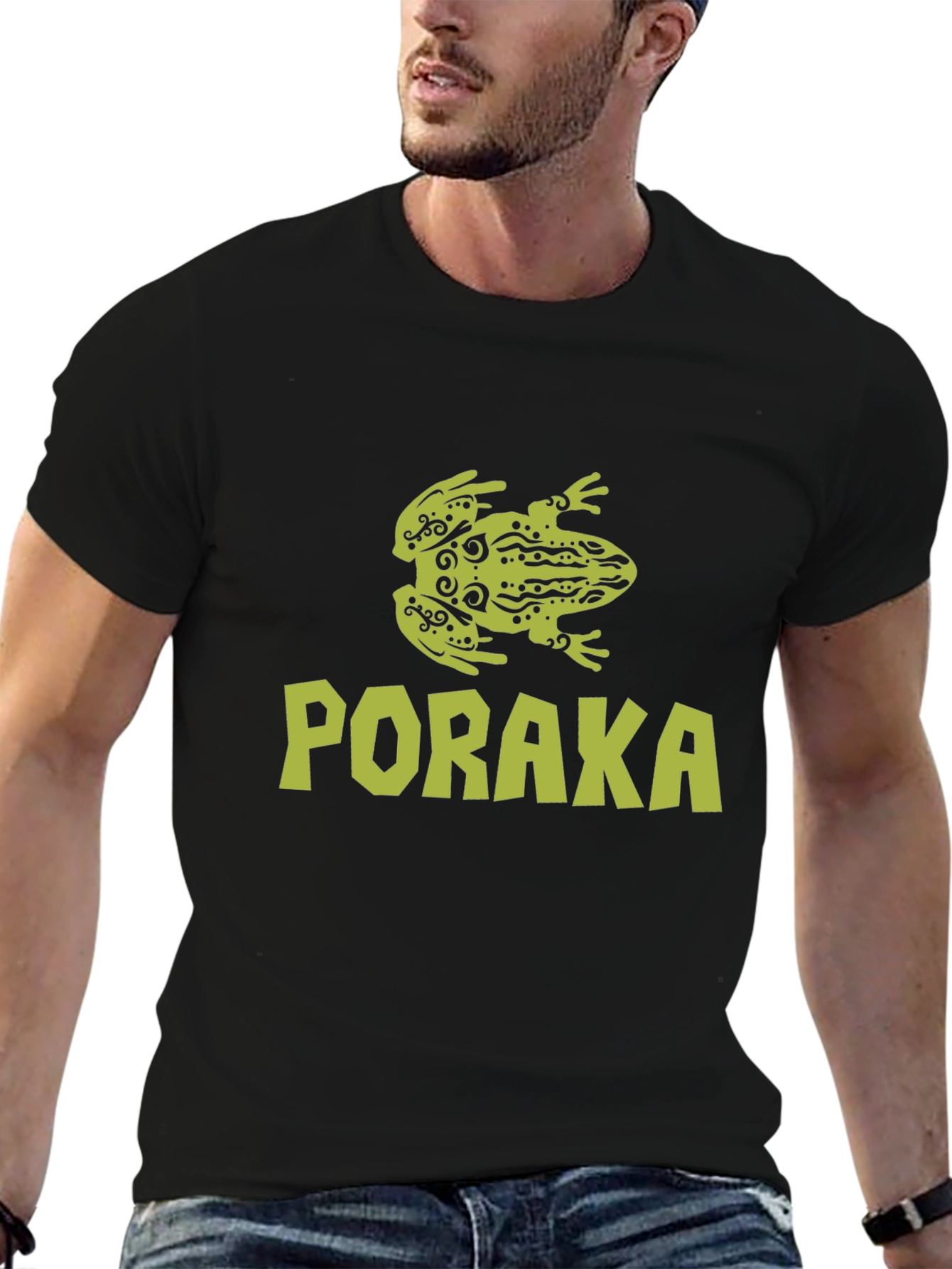 Poraka Frog Graphic Black T-Shirt
