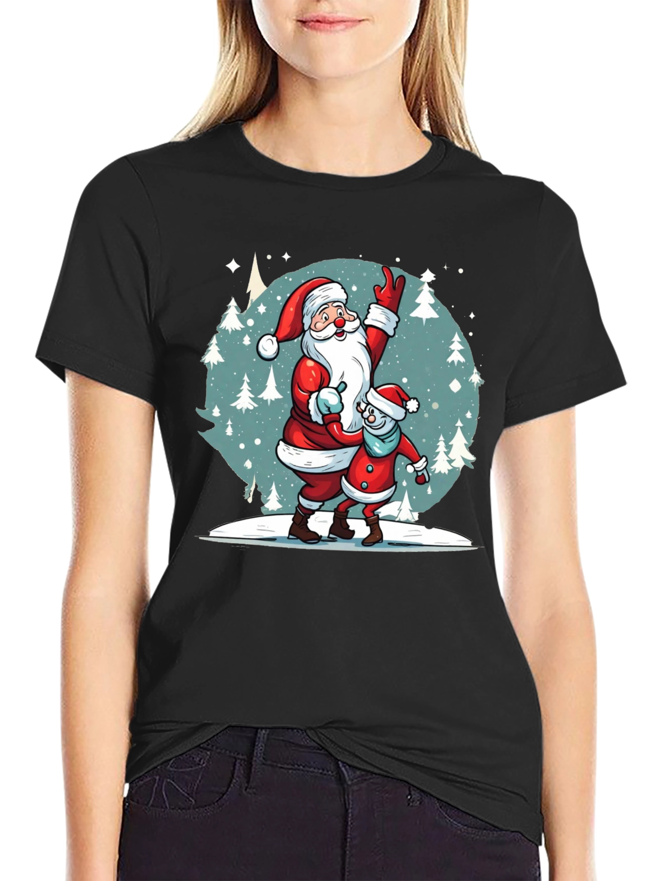 Festive Santa & Child Graphic Tee