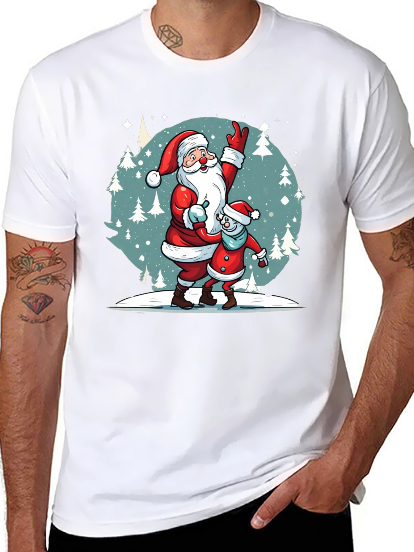 Festive Santa & Child Graphic Tee