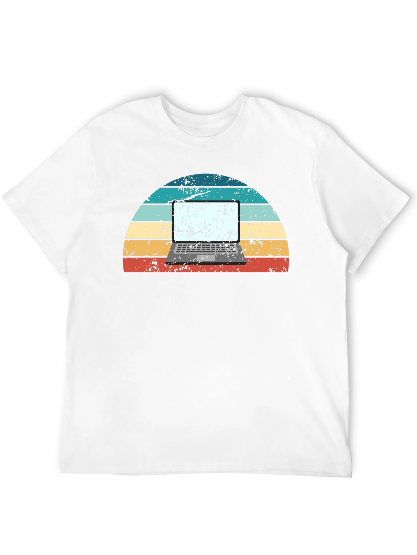 Retro Laptop Sunset Graphic Tee - Black