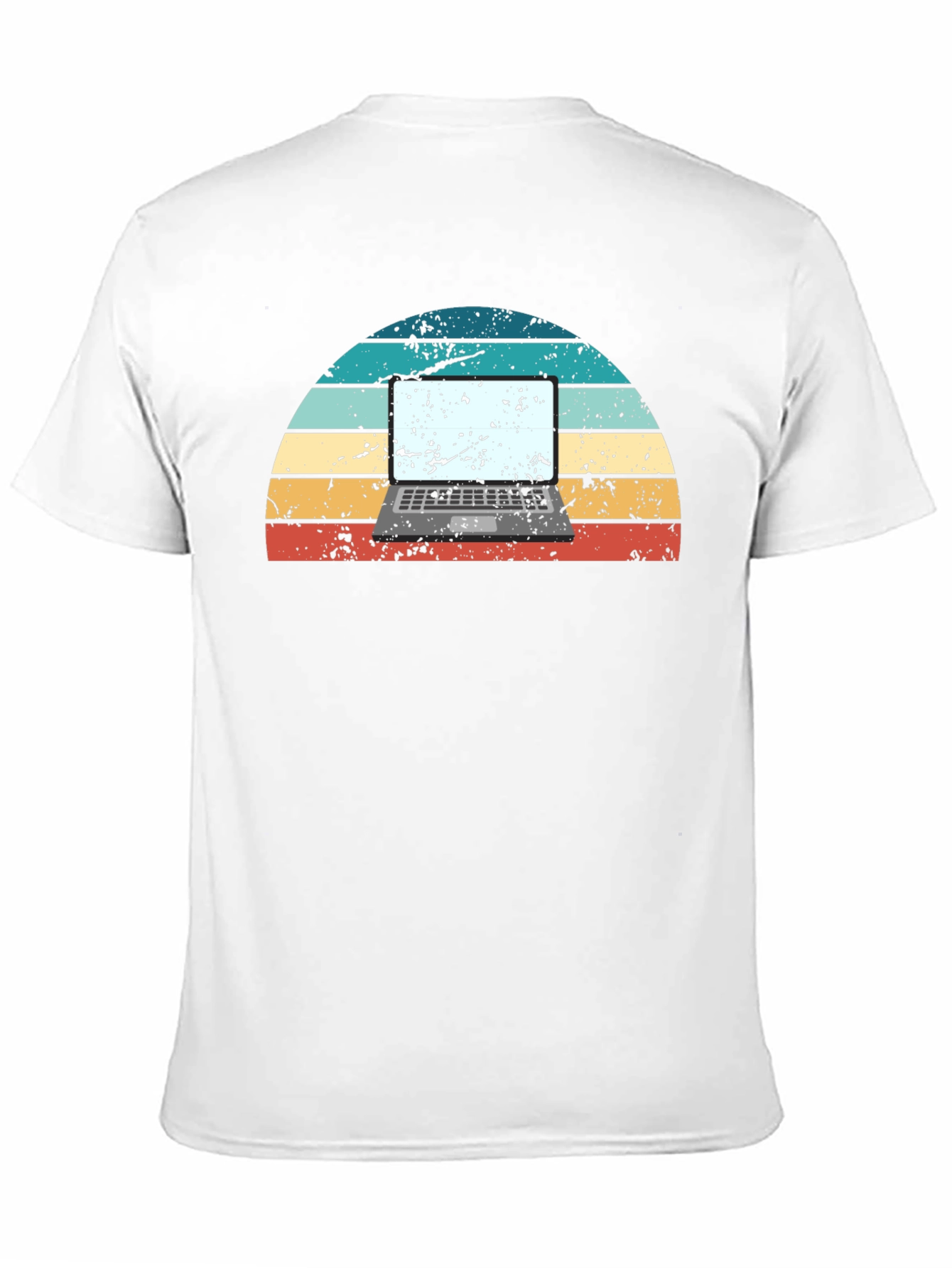 Retro Laptop Sunset Graphic Tee - Black