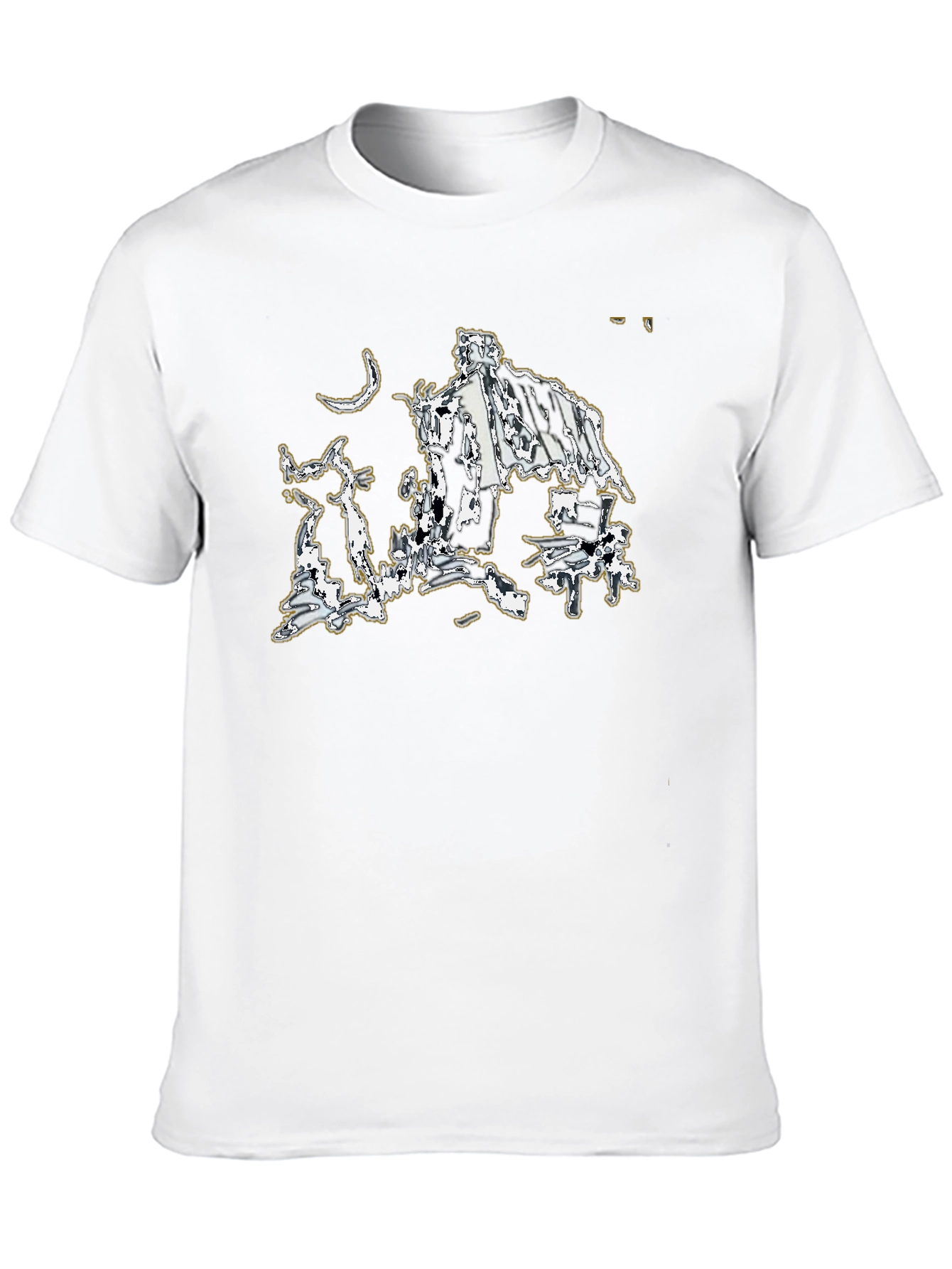 Abstract Graphic Print Black Crew Neck T-Shirt