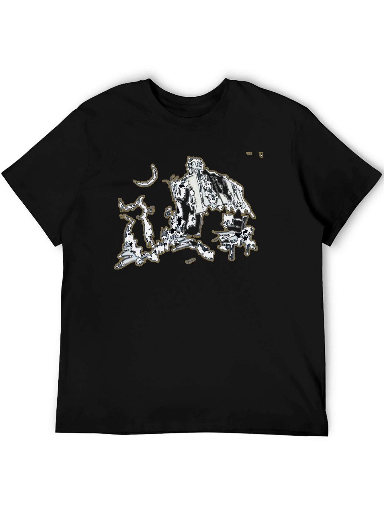 Abstract Graphic Print Black Crew Neck T-Shirt