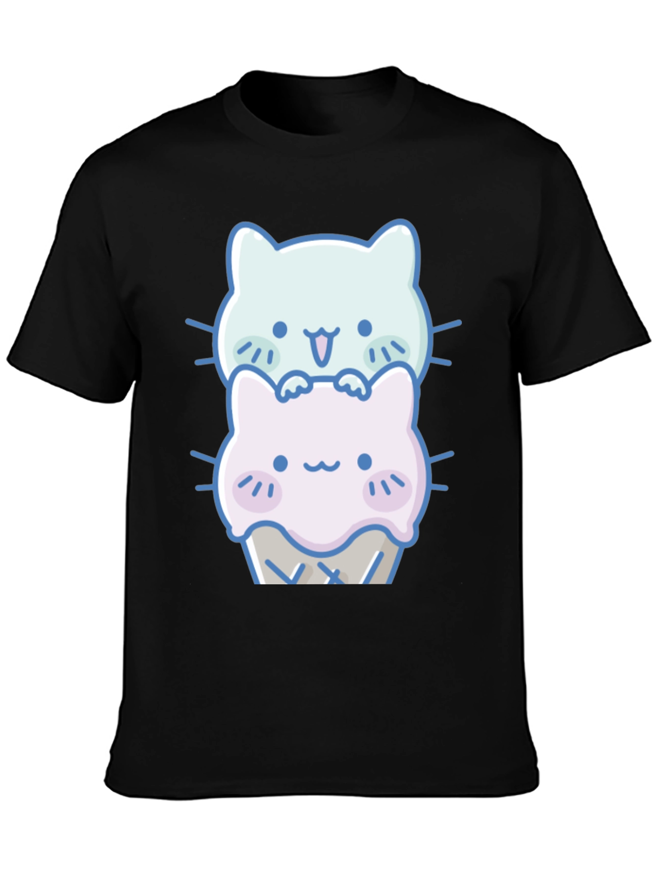 Cute Kawaii Cat Ice Cream Graphic T-Shirt