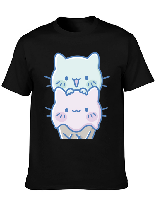 Cute Kawaii Cat Ice Cream Graphic T-Shirt