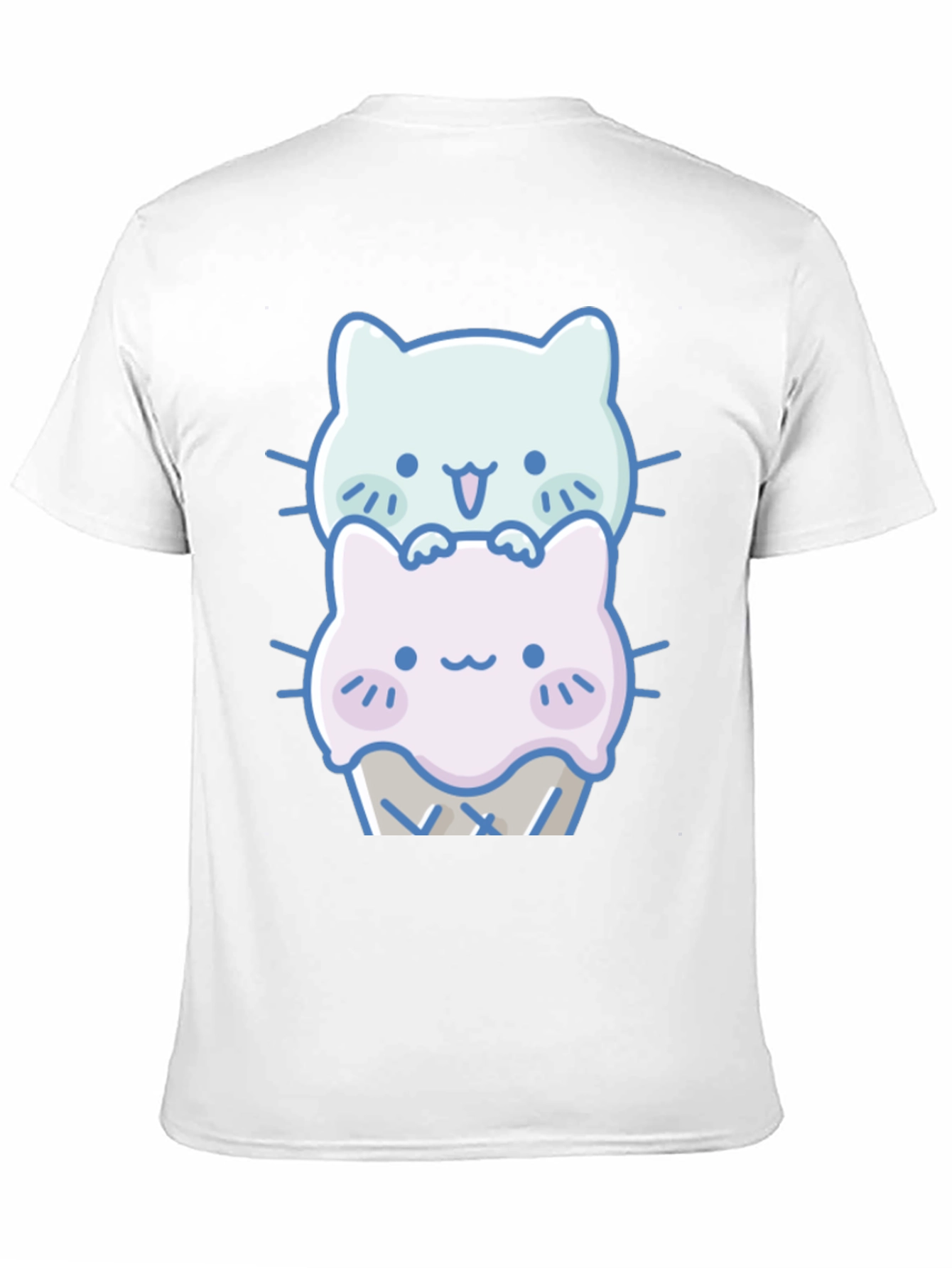 Cute Kawaii Cat Ice Cream Graphic T-Shirt