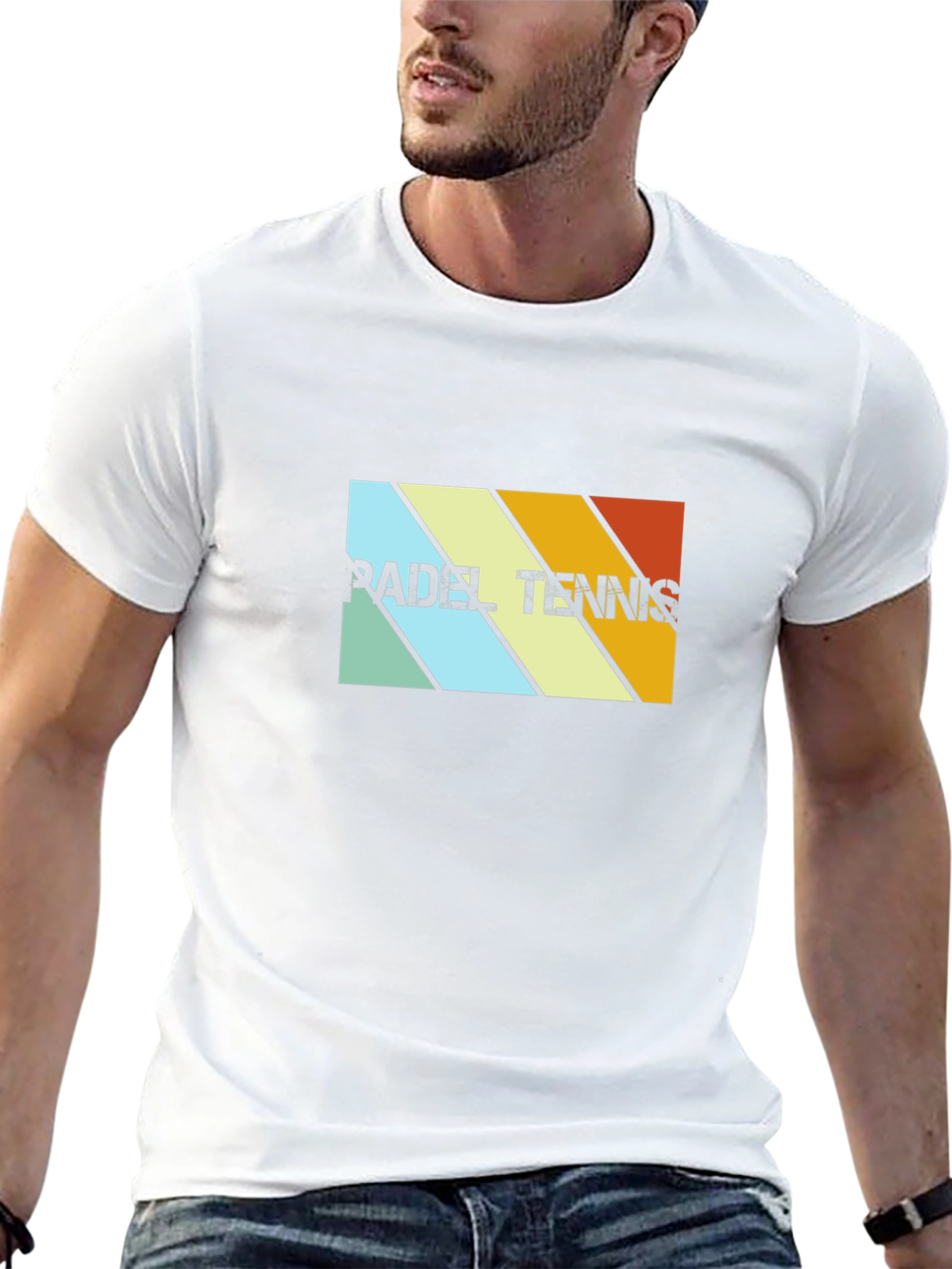 Padel Tennis Retro Stripe Graphic T-Shirt