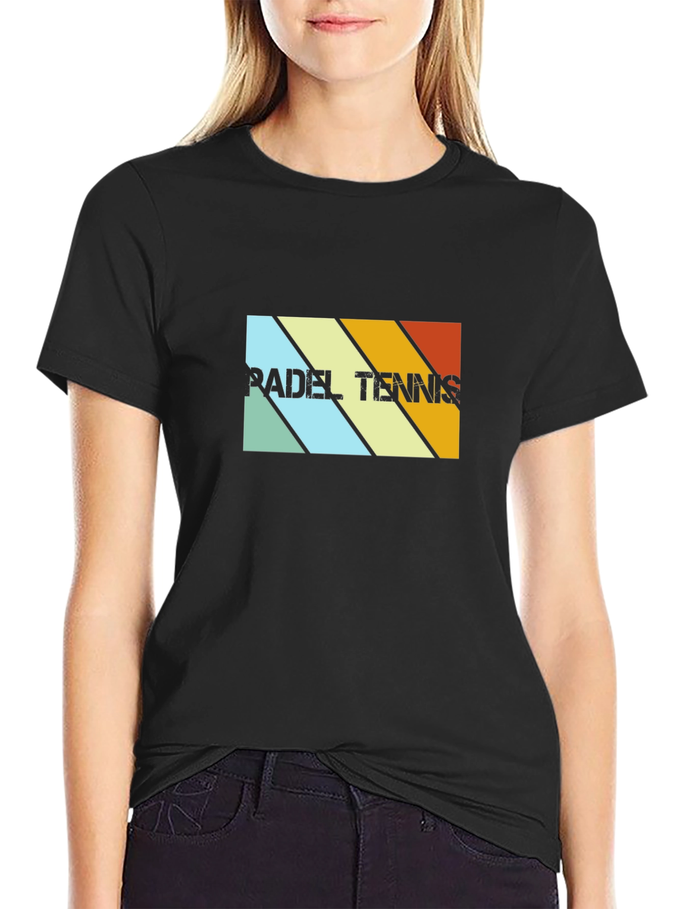 Padel Tennis Retro Stripe Graphic T-Shirt