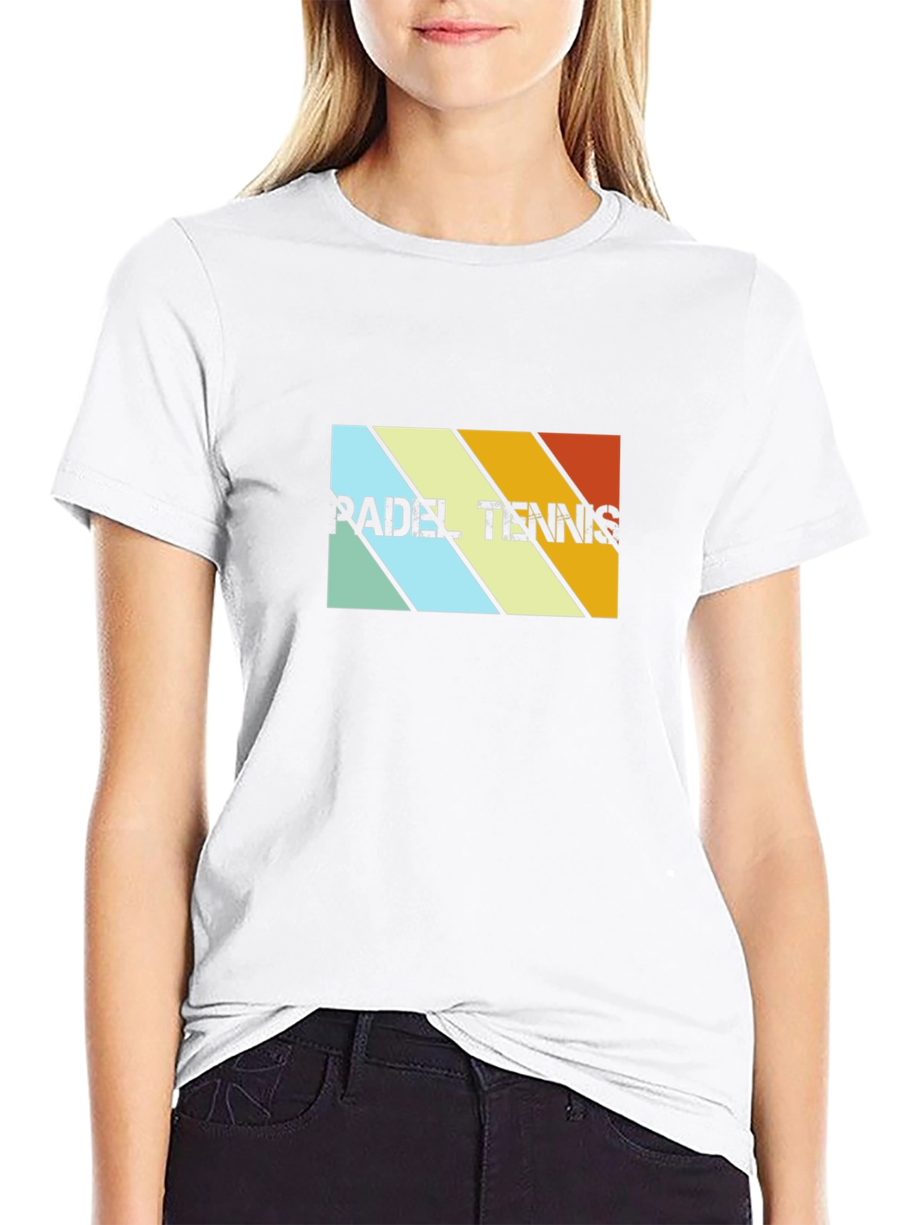 Padel Tennis Retro Stripe Graphic T-Shirt