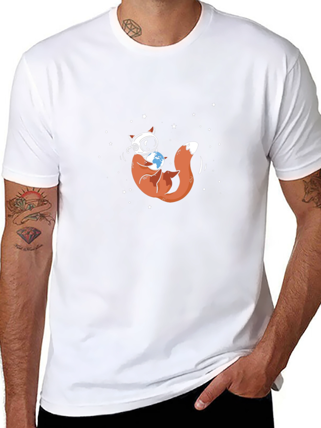 Astronaut Fox Graphic Tee - Space Explorer Design