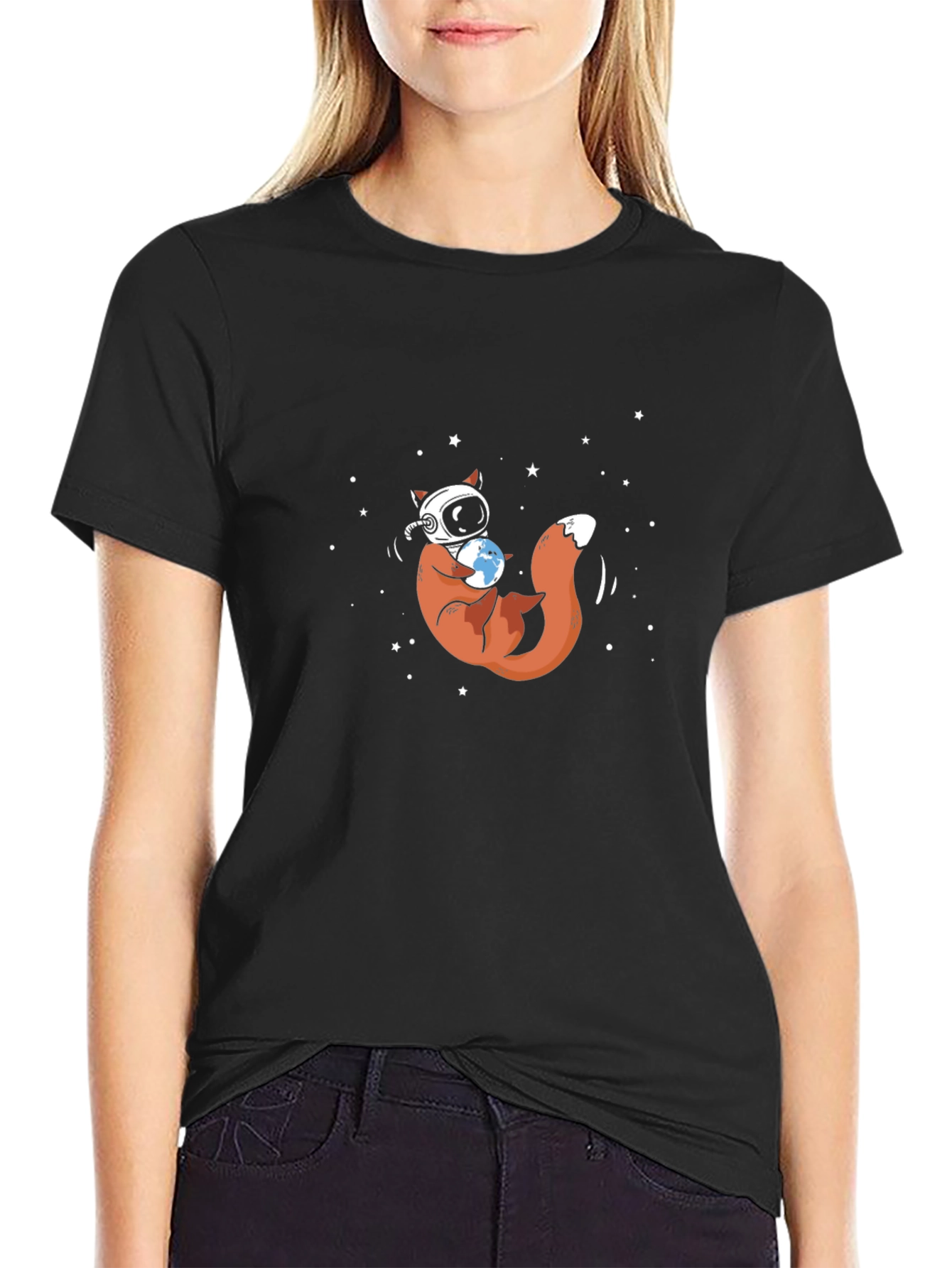 Astronaut Fox Graphic Tee - Space Explorer Design