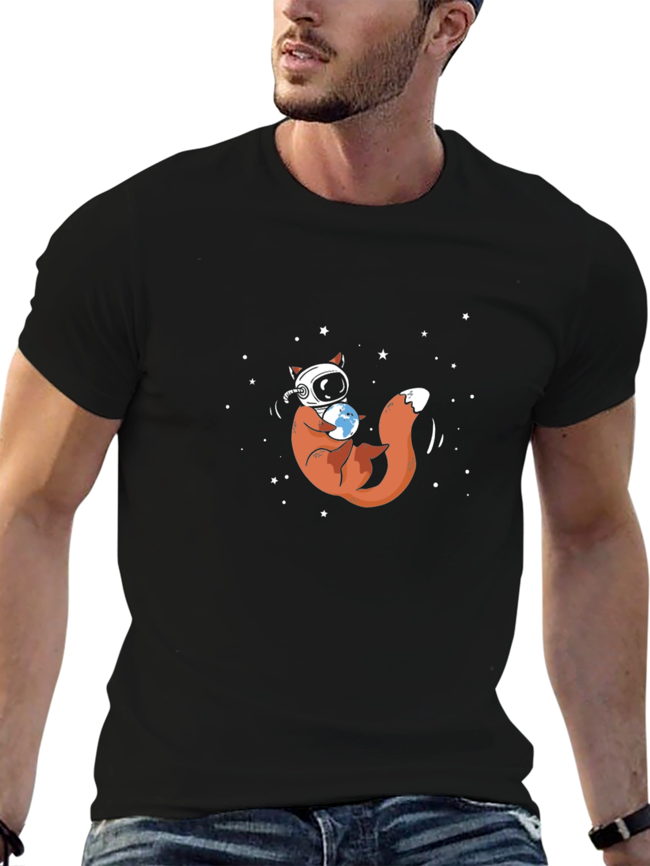 Astronaut Fox Graphic Tee - Space Explorer Design