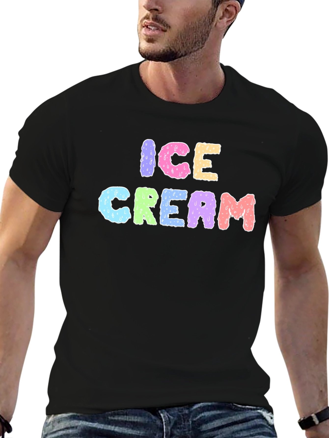 Ice Cream Graphic Black T-Shirt