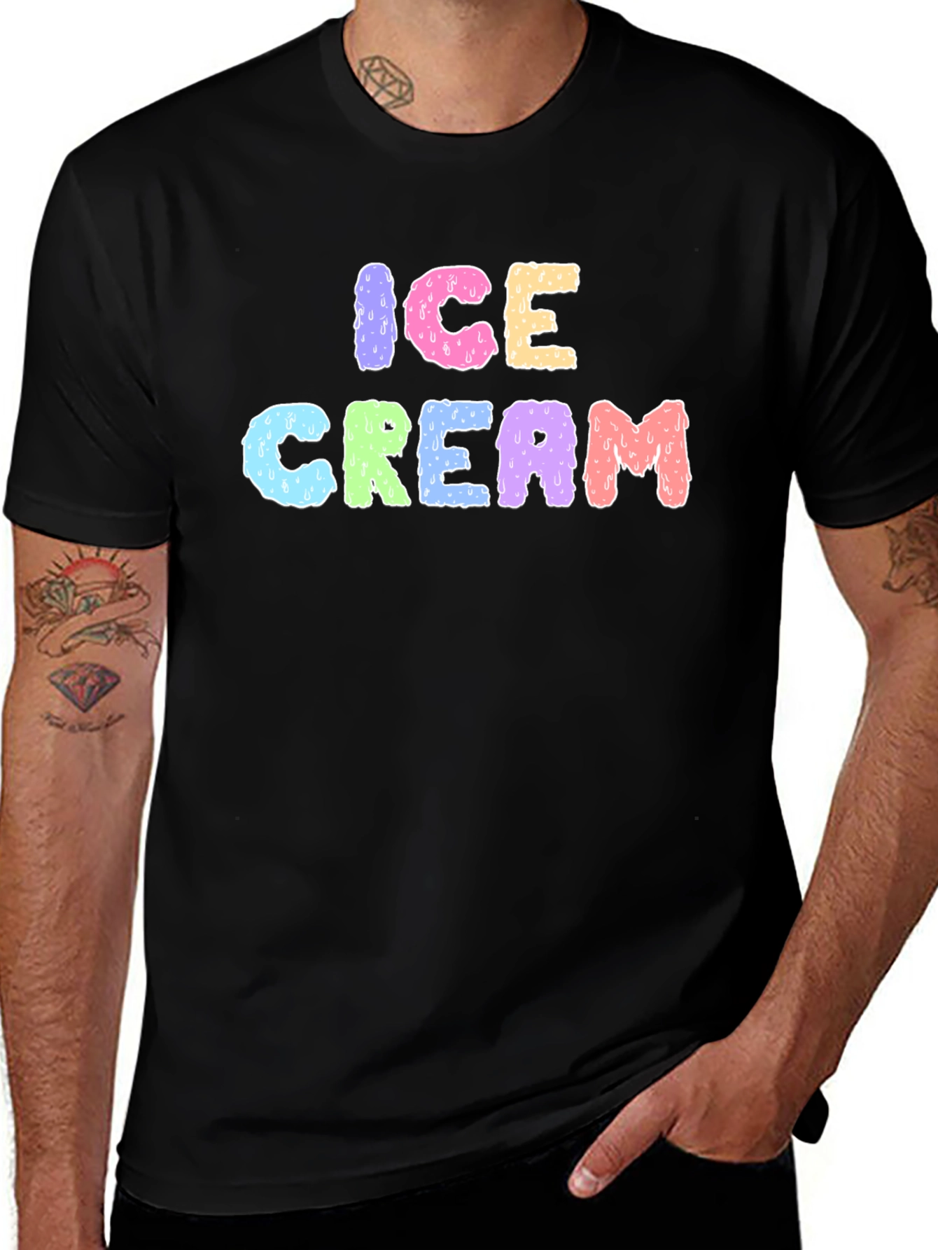 Ice Cream Graphic Black T-Shirt