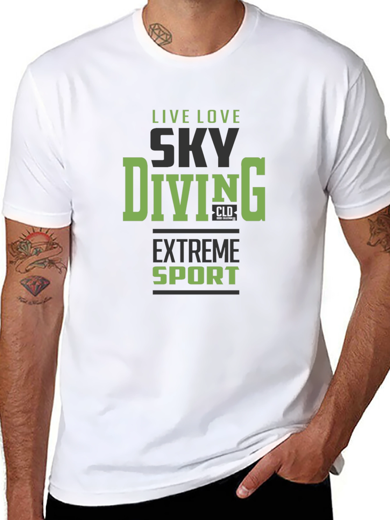 Sky Diving Extreme Sport Graphic Tee - Black