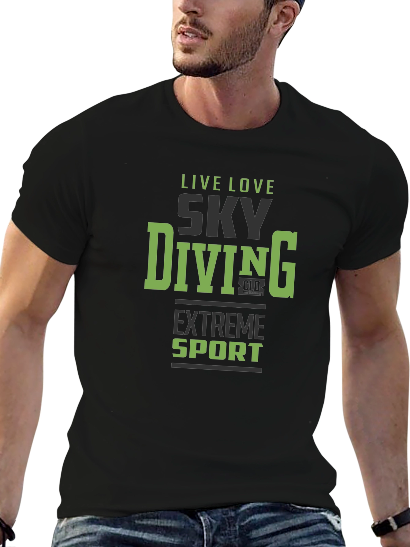 Sky Diving Extreme Sport Graphic Tee - Black