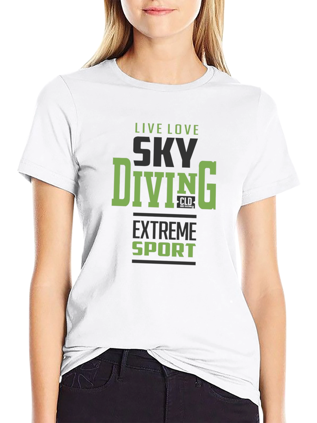 Sky Diving Extreme Sport Graphic Tee - Black