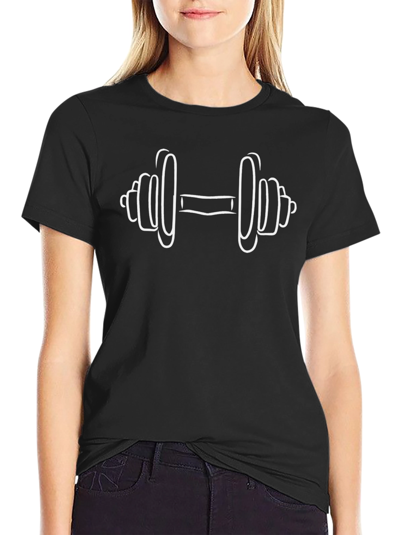 Workout Ready Black T-Shirt with Dumbbell Graphic