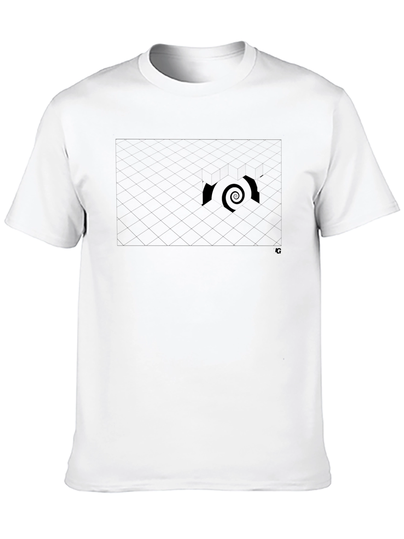 Mens Black Graphic T-Shirt - Spiral Design