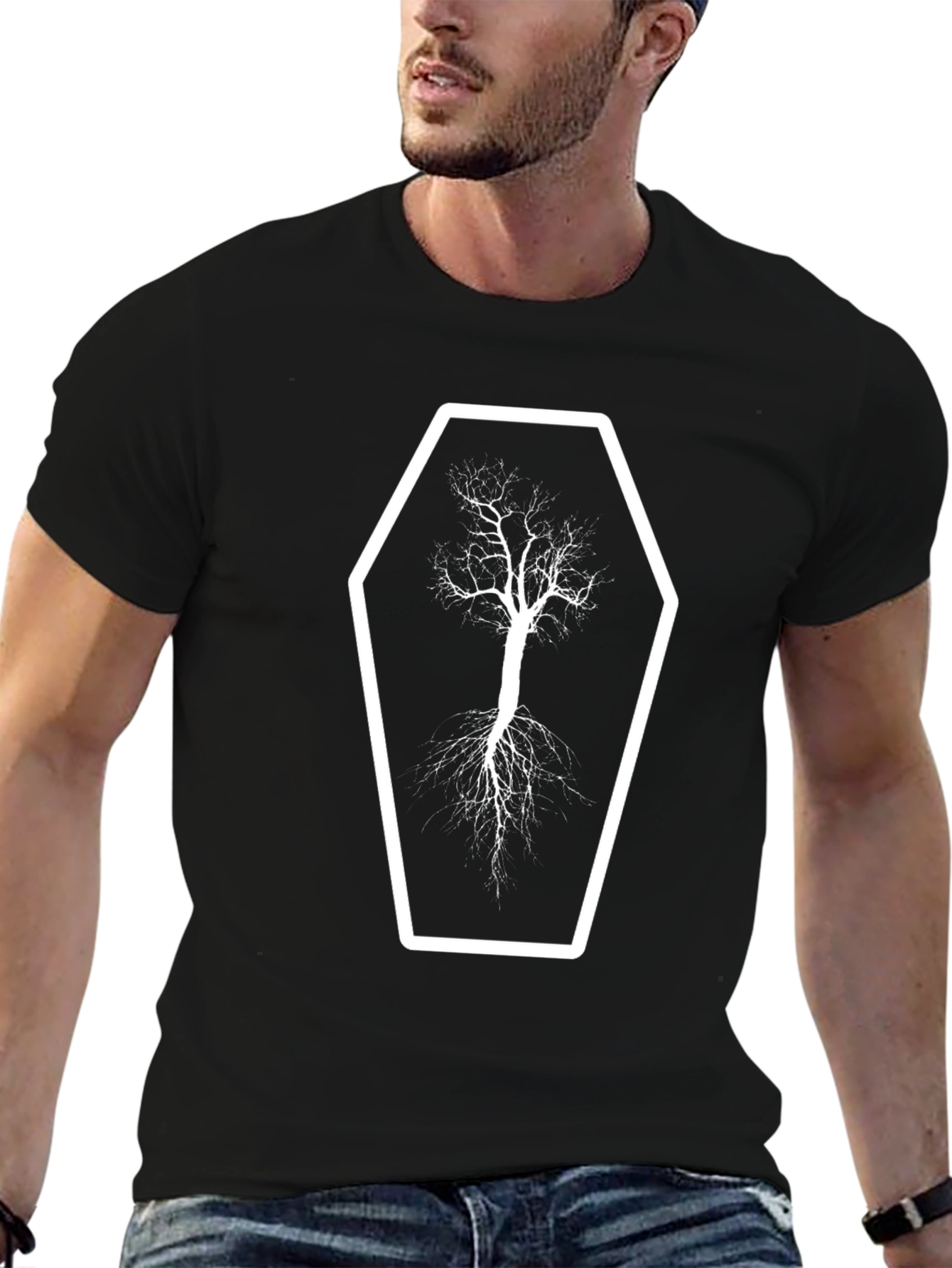 Tree Coffin Graphic Tee - Unisex Black T-Shirt