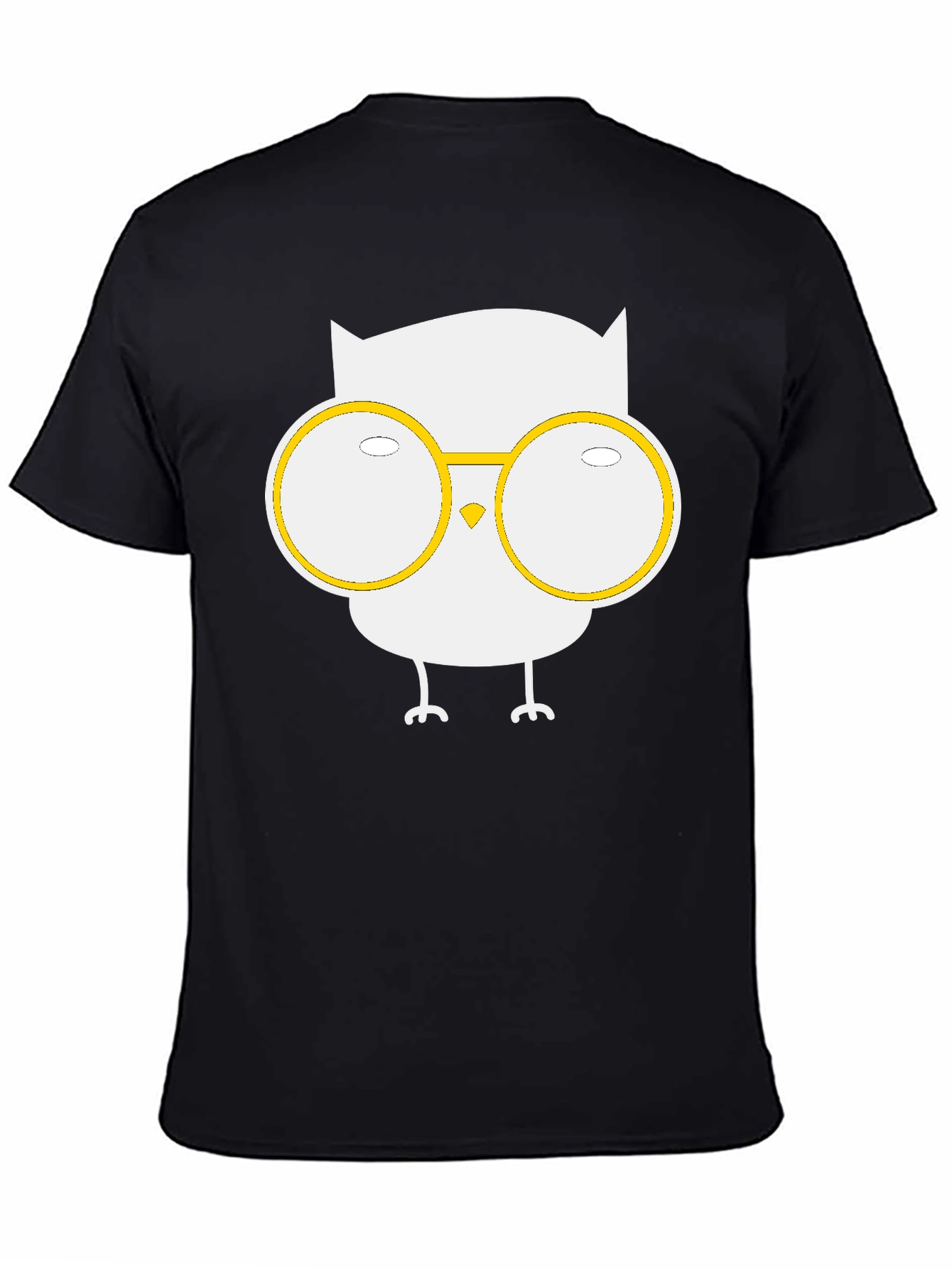 Owl with Glasses Graphic Tee - Black