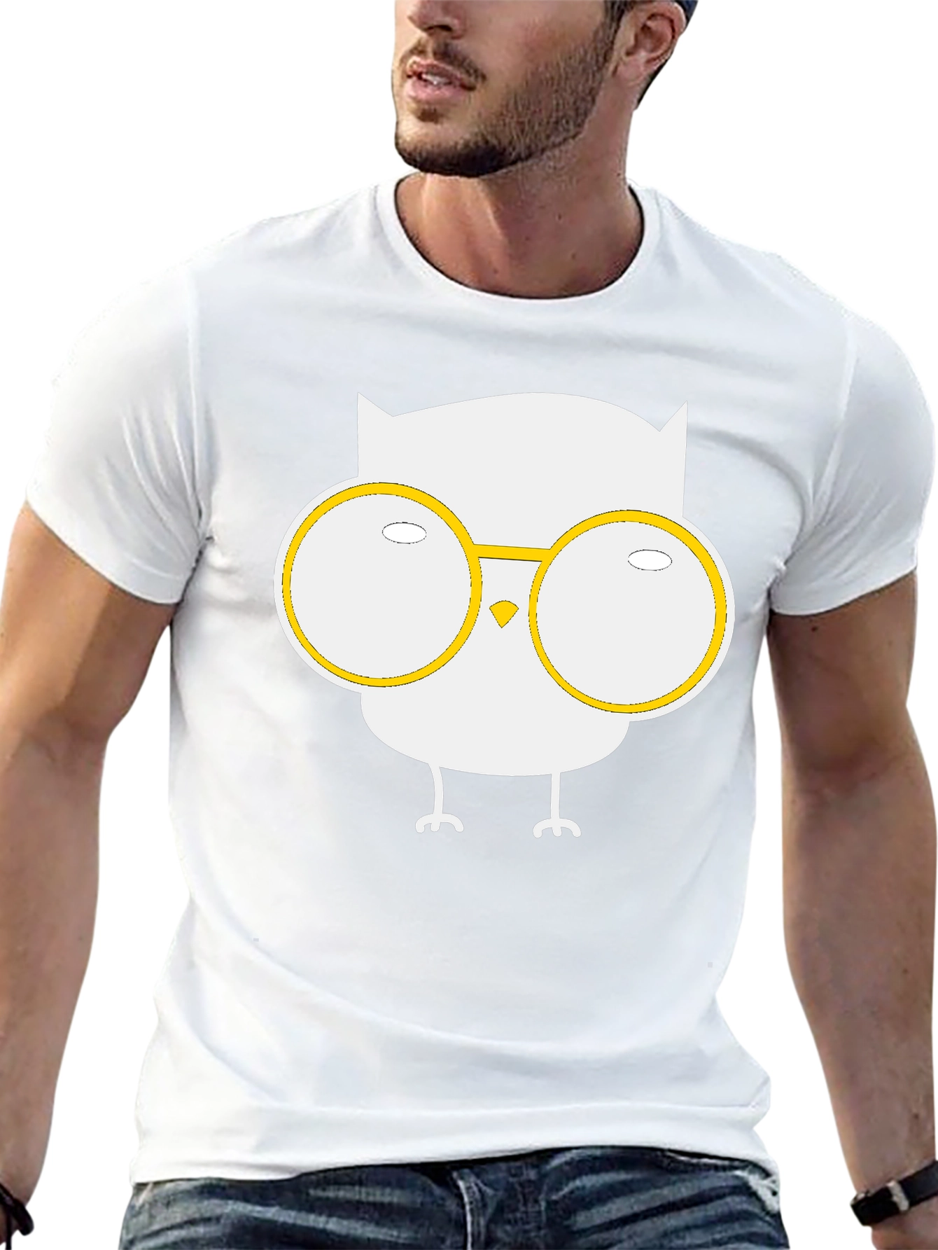 Owl with Glasses Graphic Tee - Black