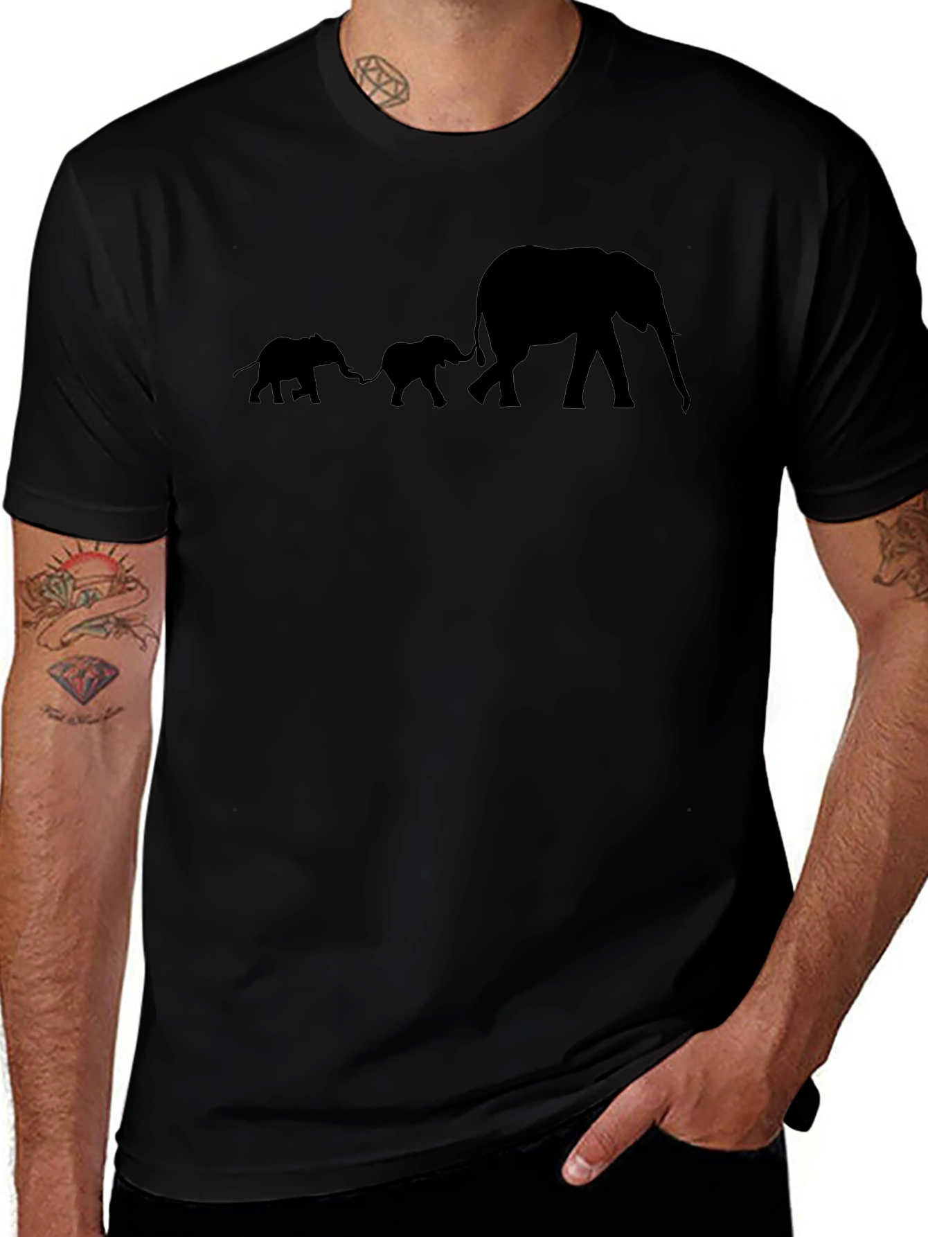 Elephant Family Graphic T-Shirt