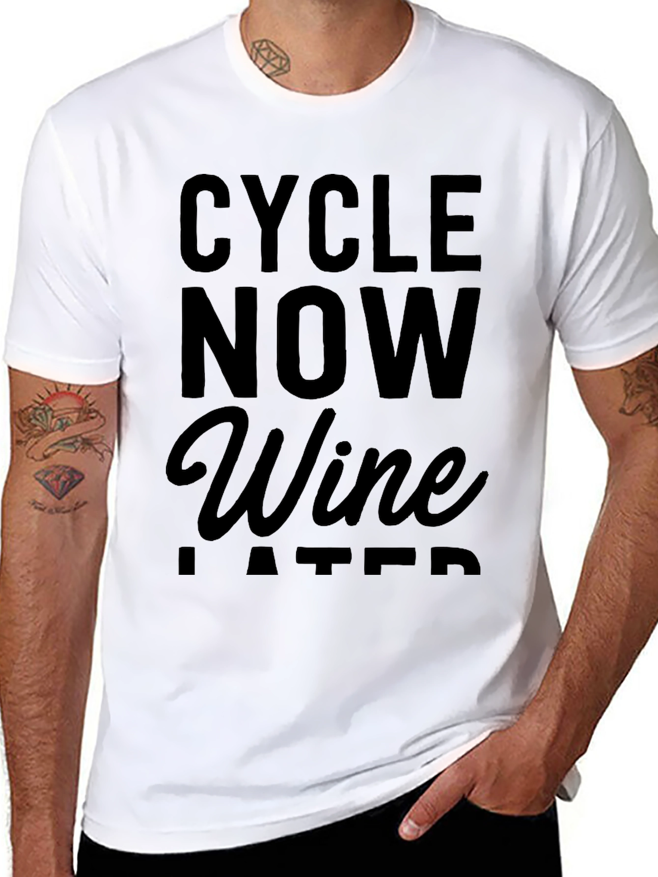 Cycle Now Wine Later Mens T-Shirt
