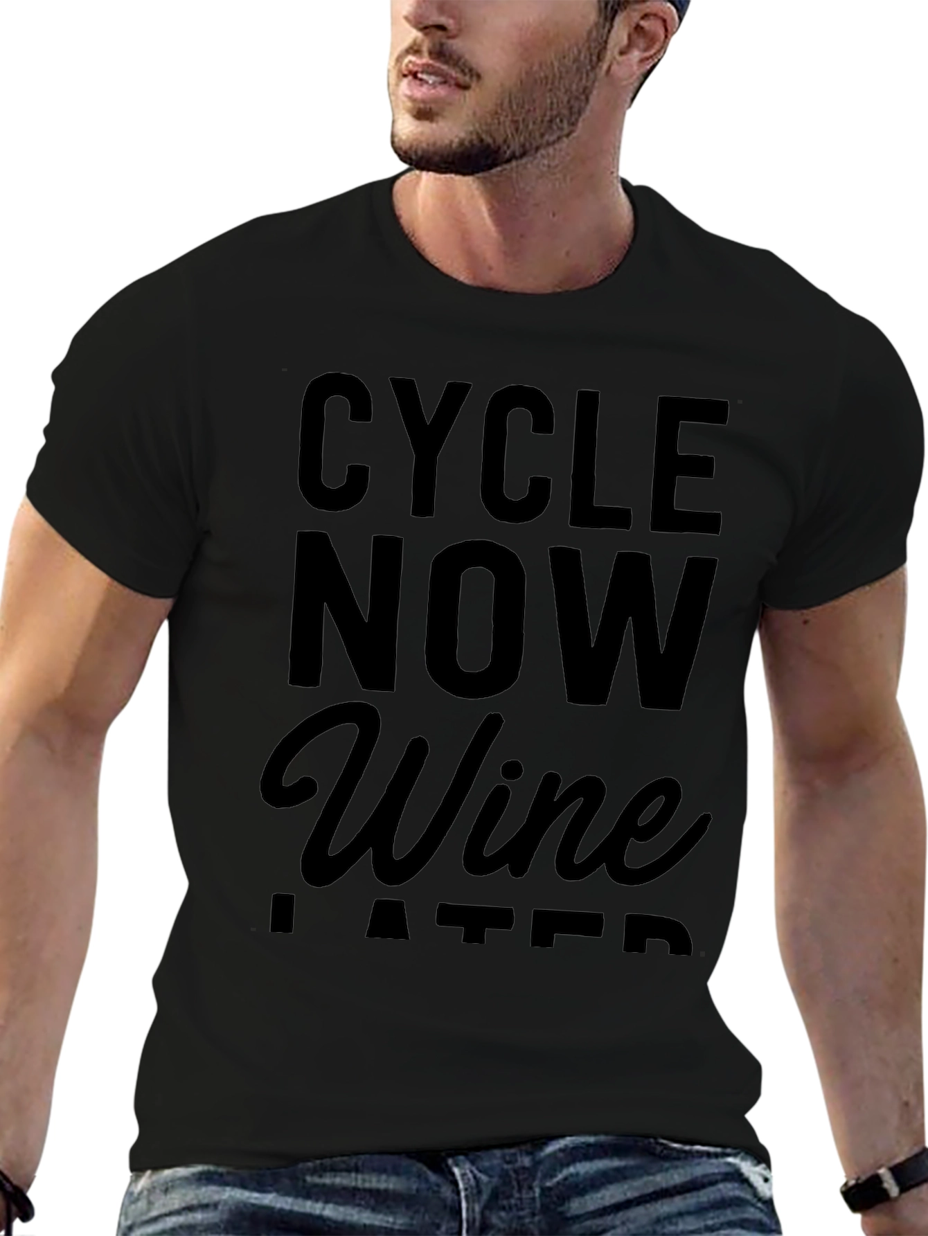 Cycle Now Wine Later Mens T-Shirt