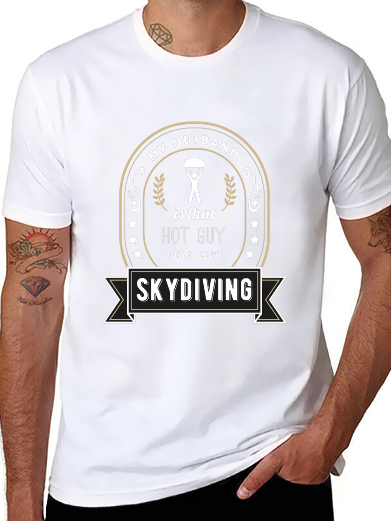 Skydiving Husband Graphic Tee - Hot Guy Gift
