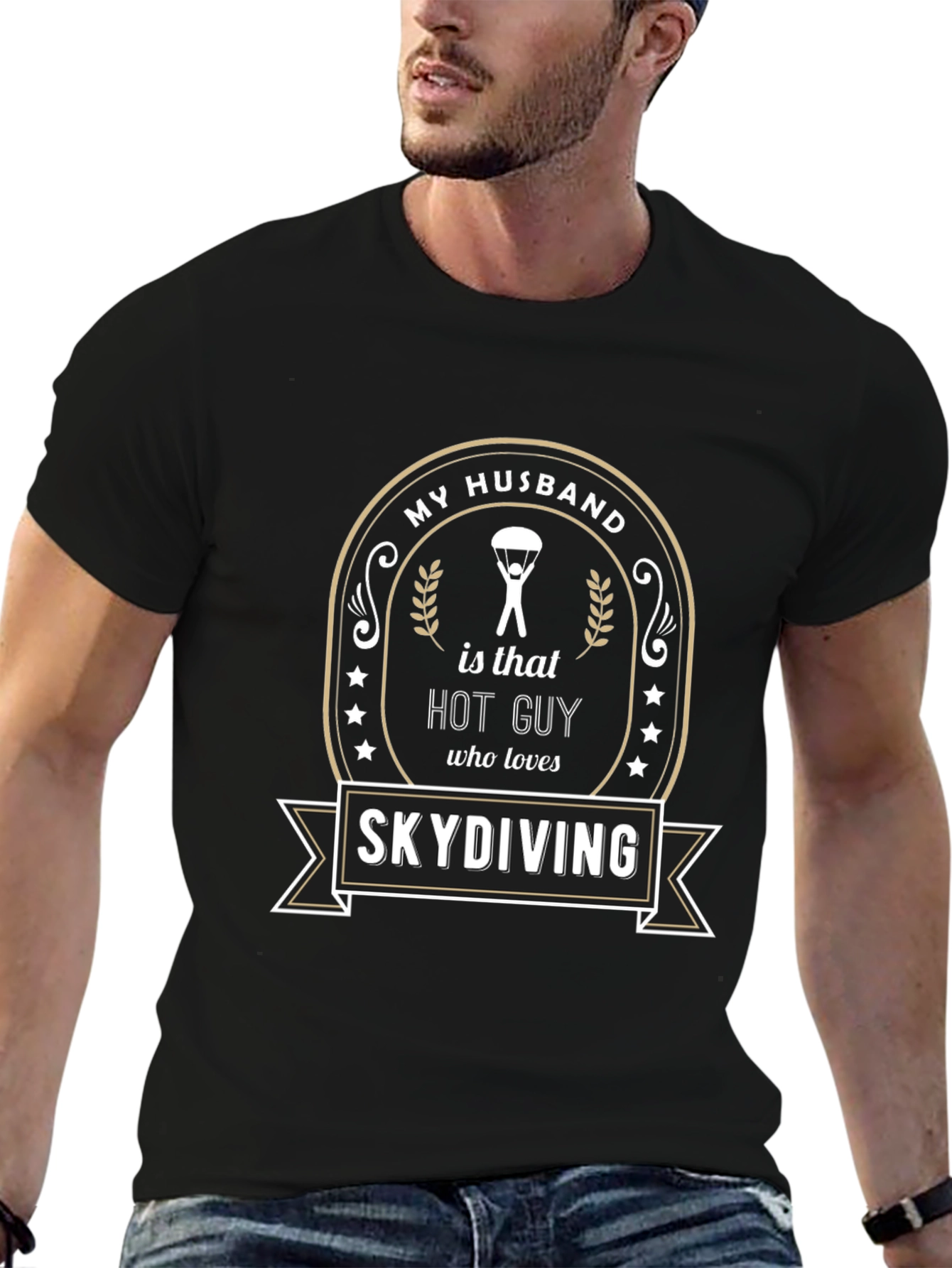 Skydiving Husband Graphic Tee - Hot Guy Gift