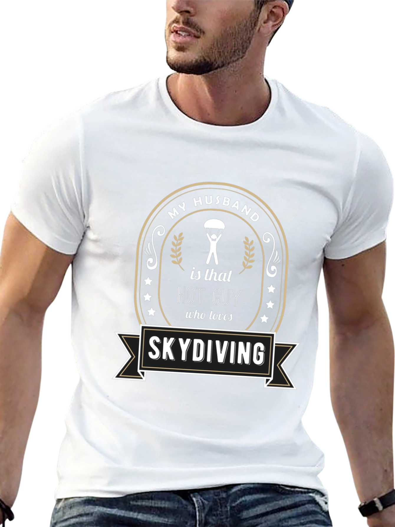 Skydiving Husband Graphic Tee - Hot Guy Gift