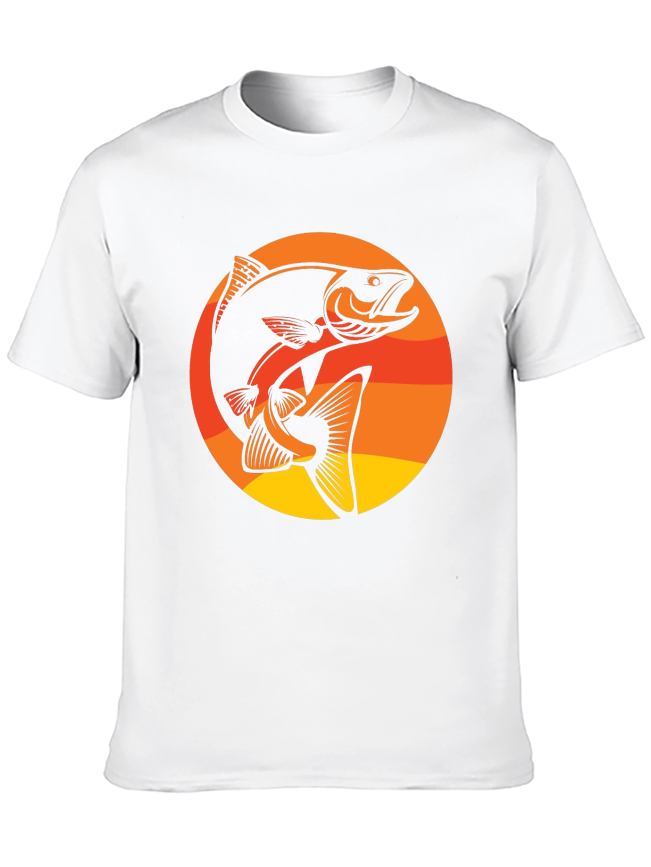 Retro Sunset Fish Graphic T-Shirt - Black