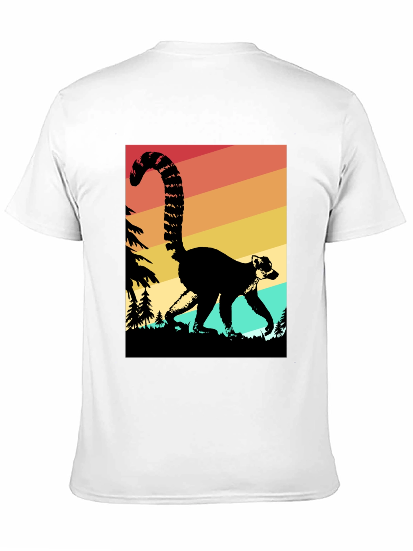 Retro Lemur Graphic Tee - Black Cotton Blend