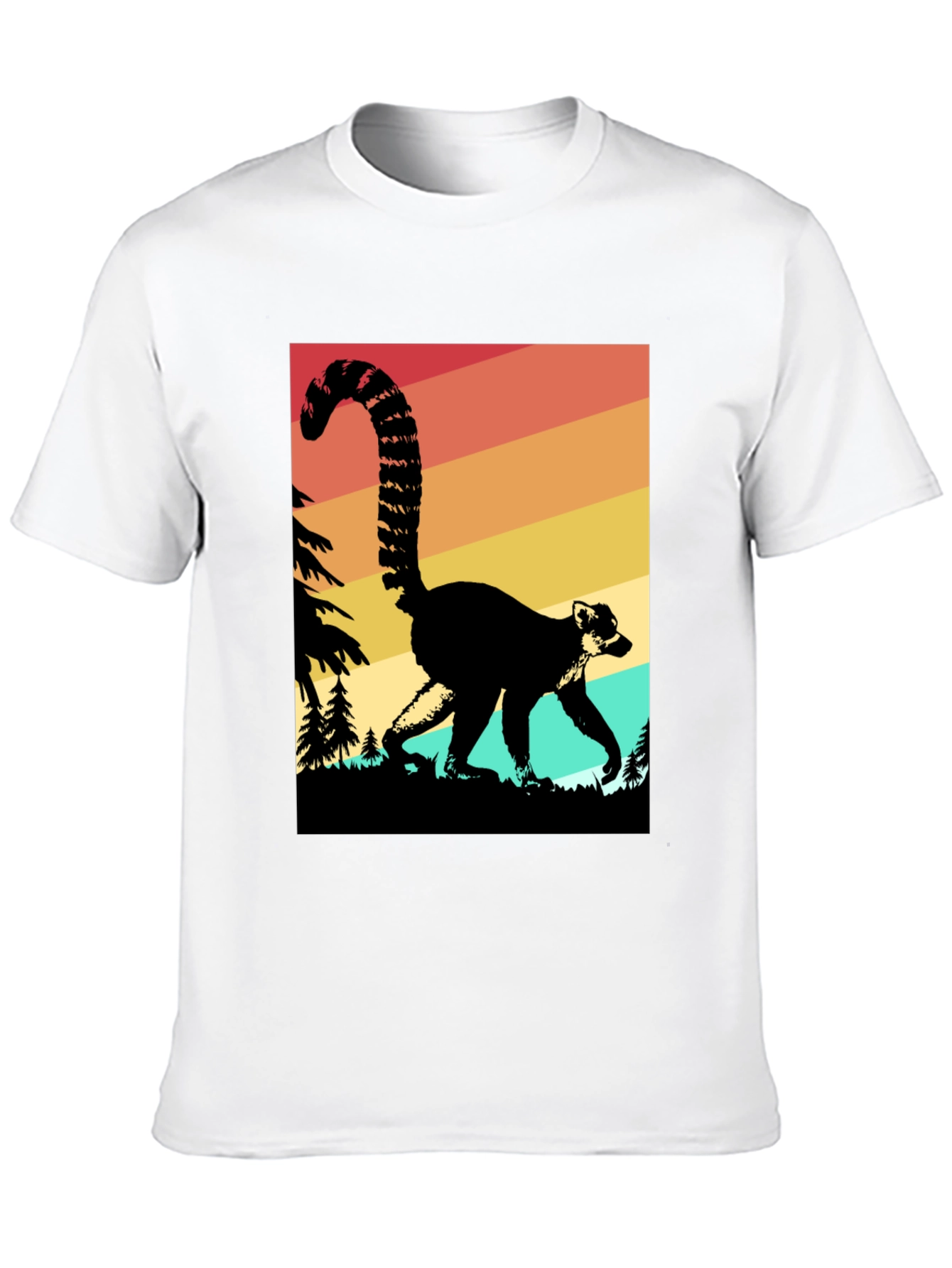 Retro Lemur Graphic Tee - Black Cotton Blend
