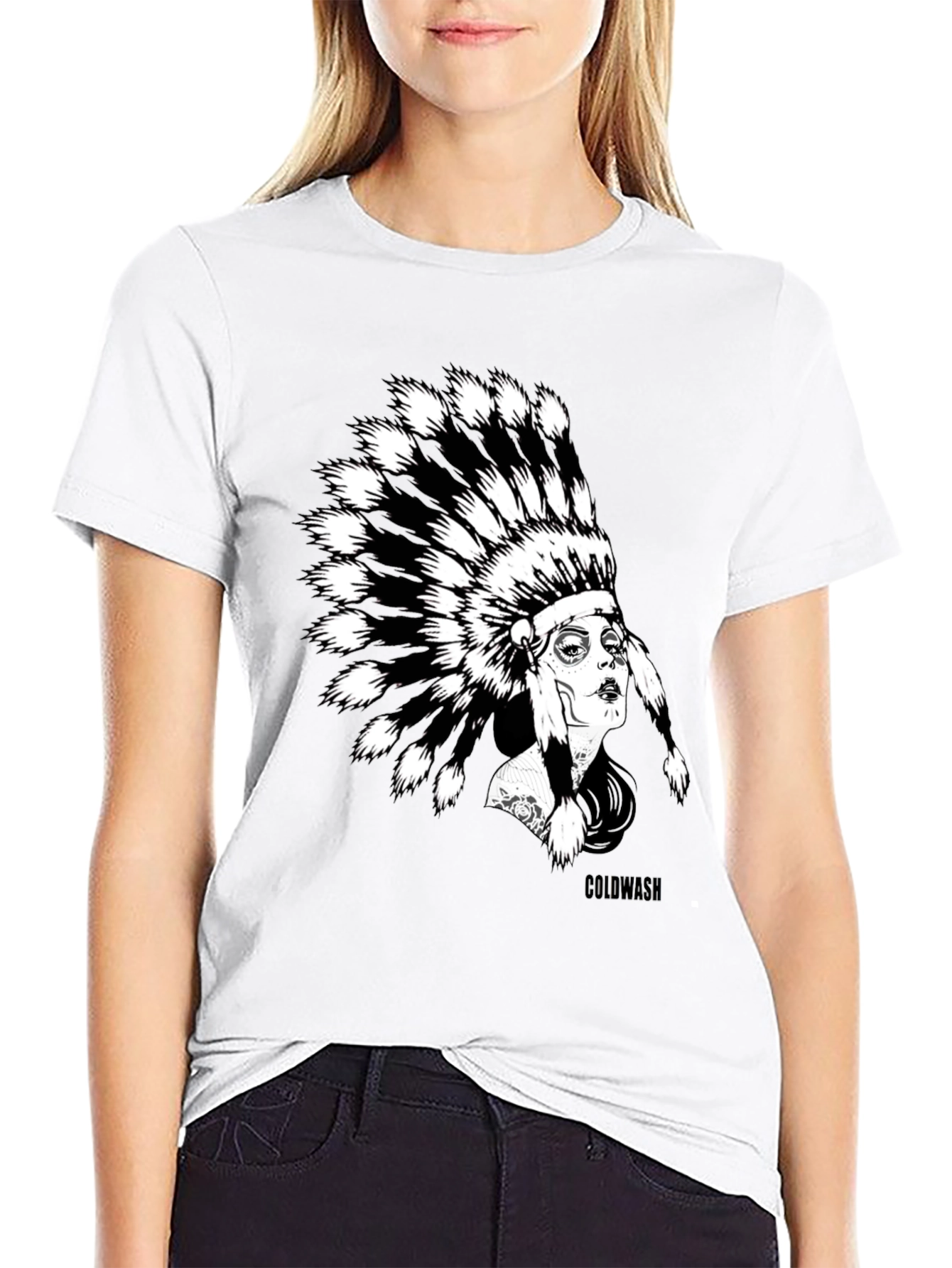 Native American Headdress Graphic Black T-Shirt