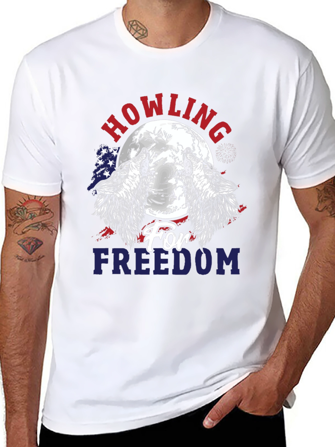 Howling for Freedom Patriotic Graphic T-Shirt