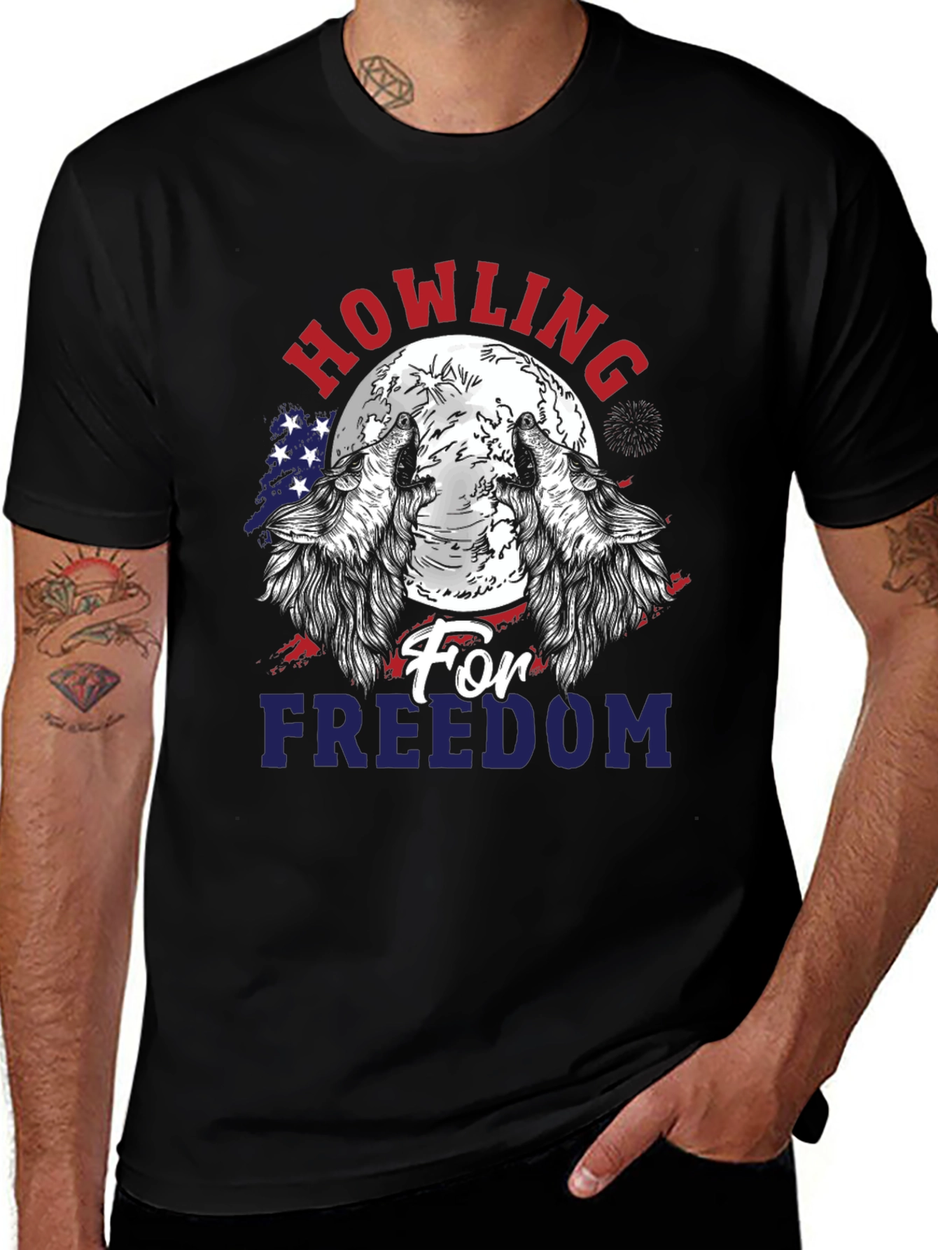 Howling for Freedom Patriotic Graphic T-Shirt