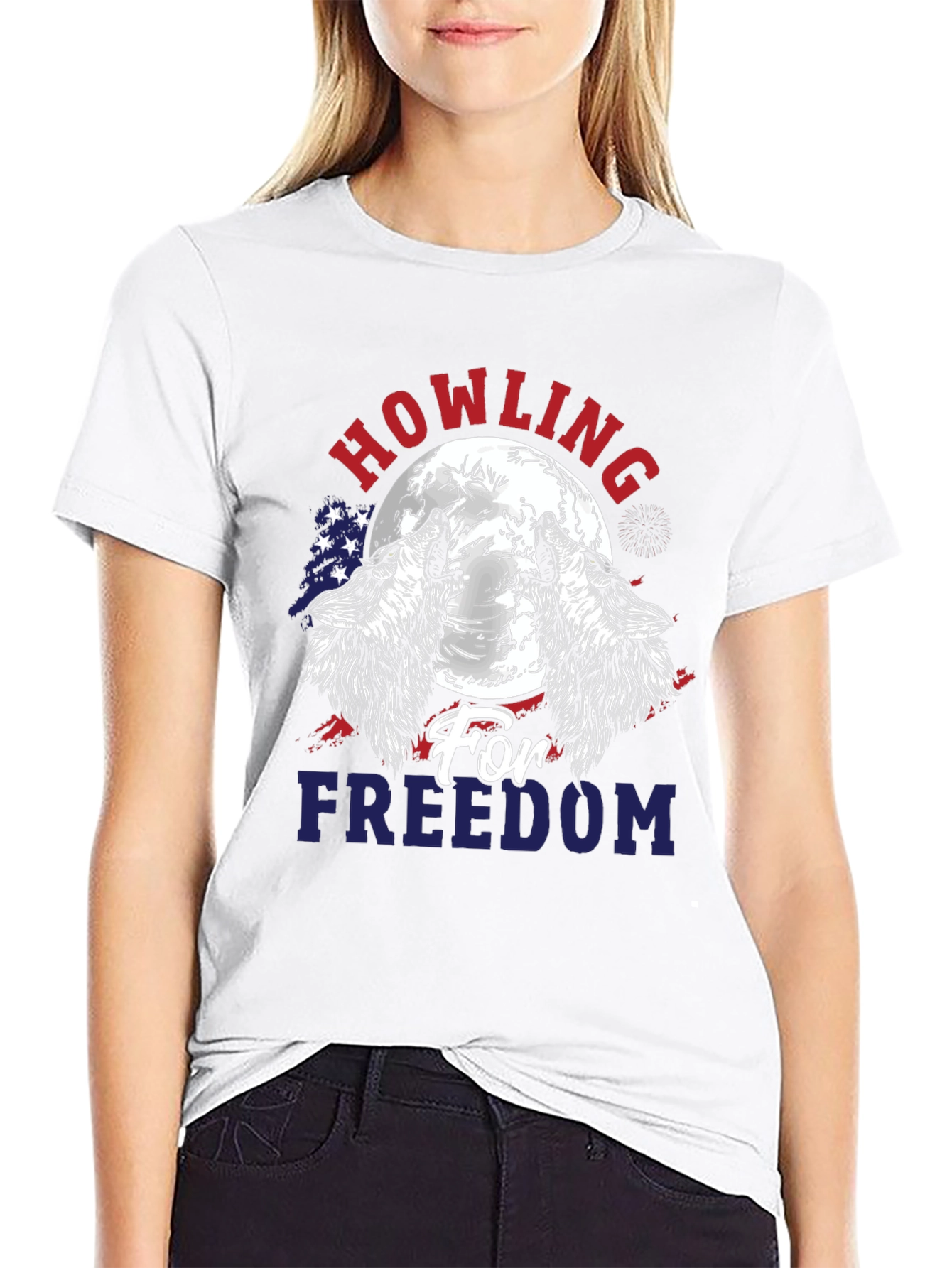 Howling for Freedom Patriotic Graphic T-Shirt