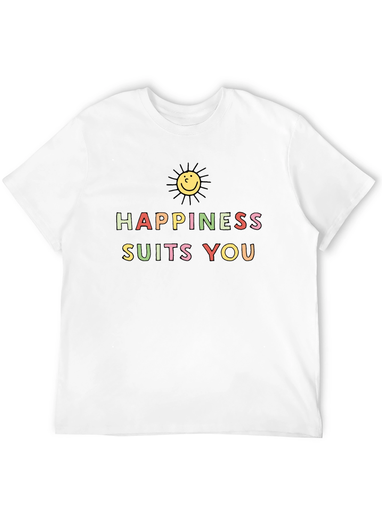 Happiness Suits You Graphic Tee - Black Cotton T-Shirt