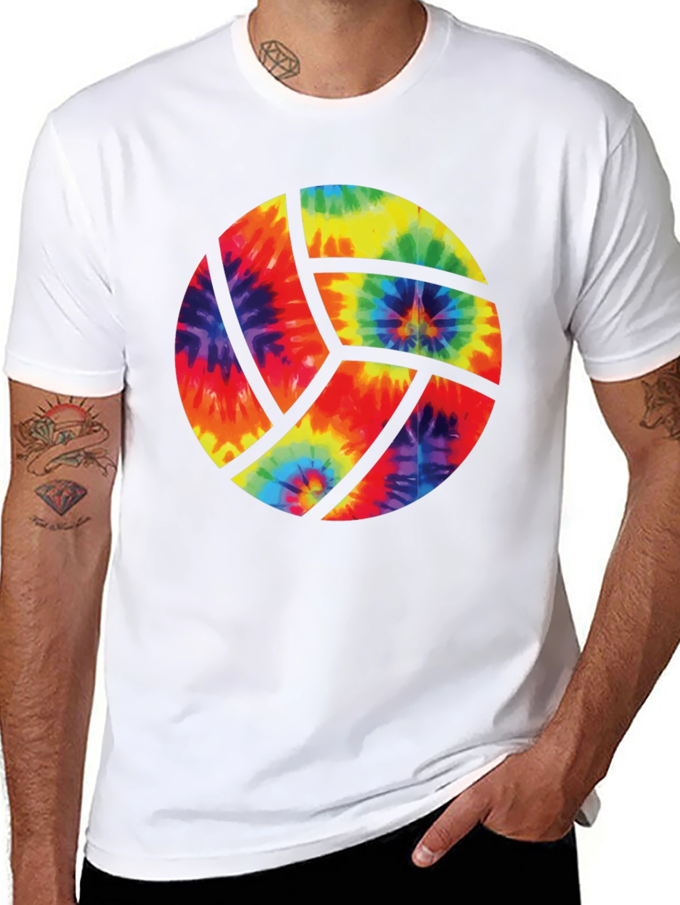 Tie Dye Volleyball Graphic Tee - Black